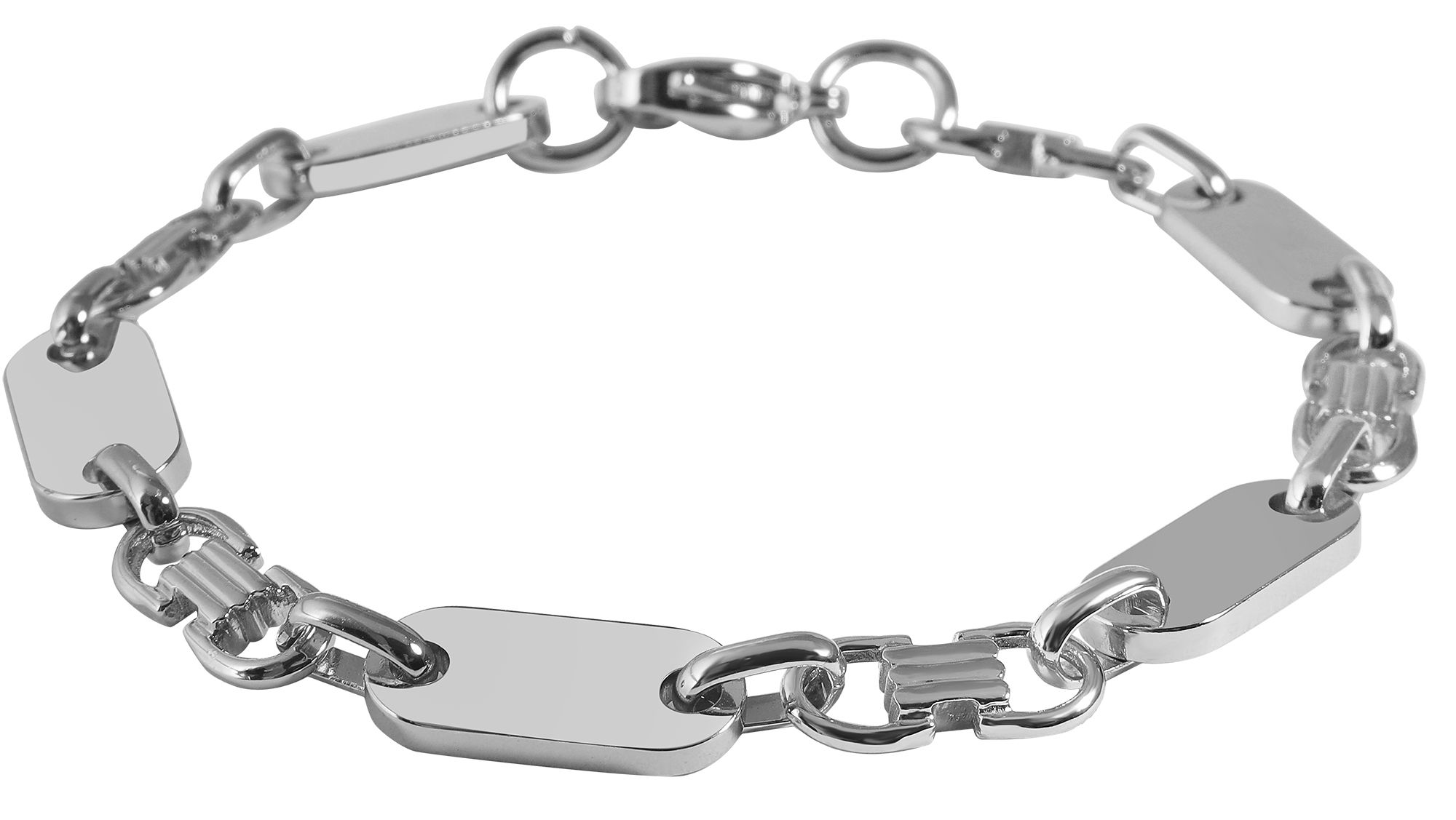 "Elya" Edelstahl Platten-Armband, silberfarben, 21 cm/ 8 mm