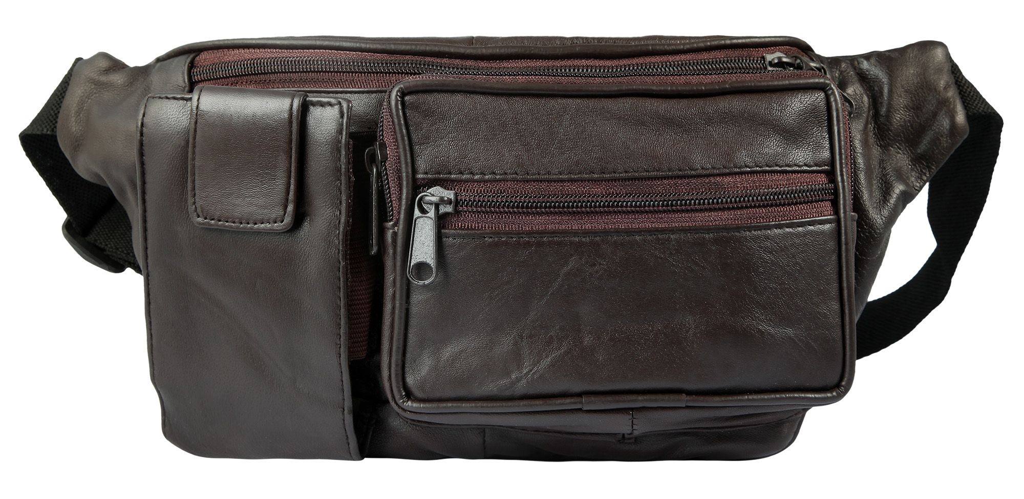 "Talal", Leonardo Verrelli heuptasje van echt leer, donkerbruin