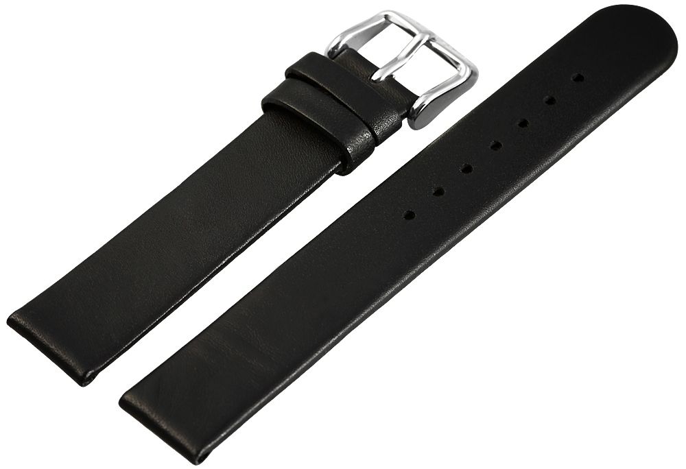 "Anti-Allergische" bandjes van echt leer, zwart, 16 mm