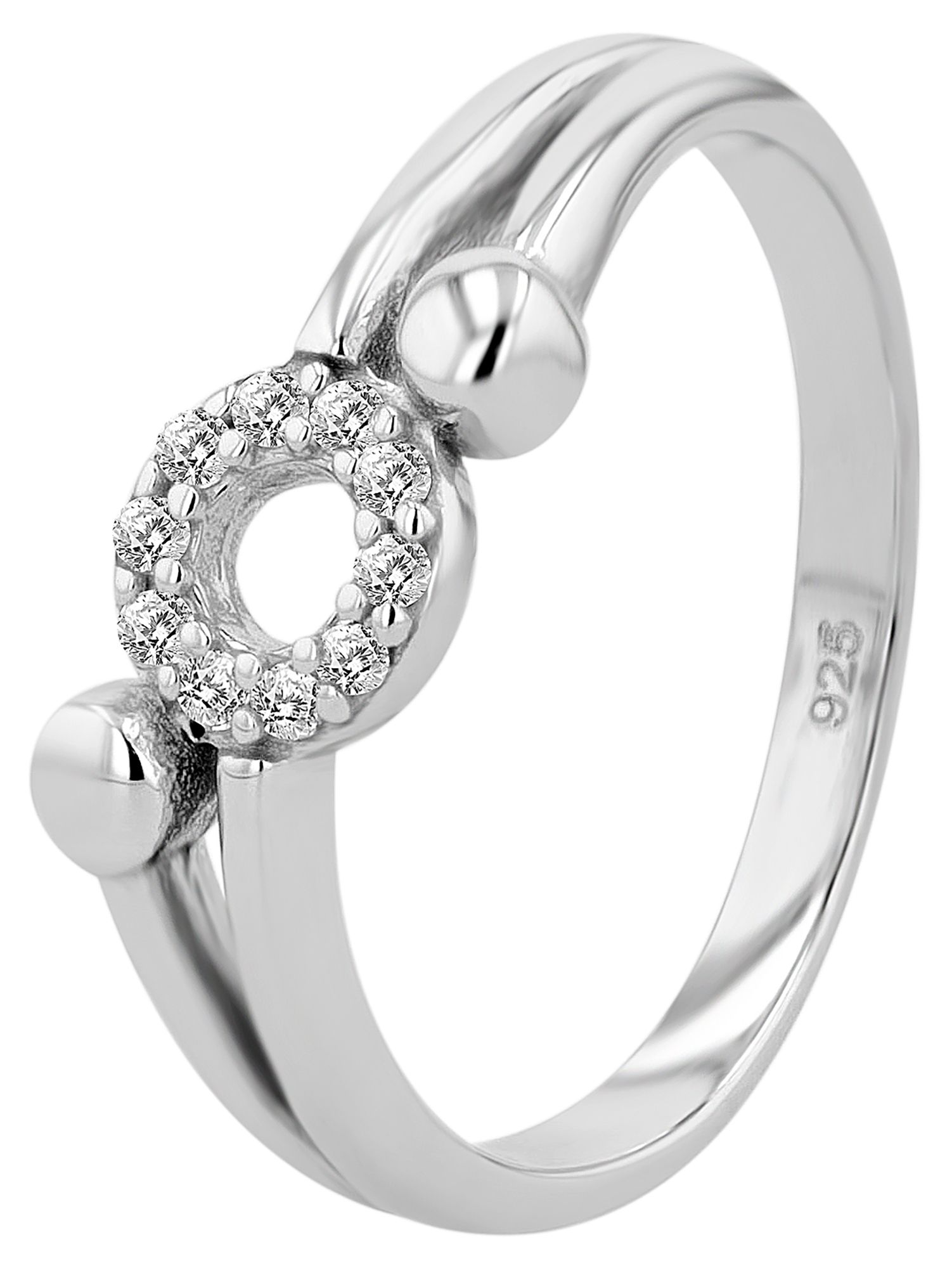 925/- echt zilveren damesring "Pansy", gerhodineerd, maat 52