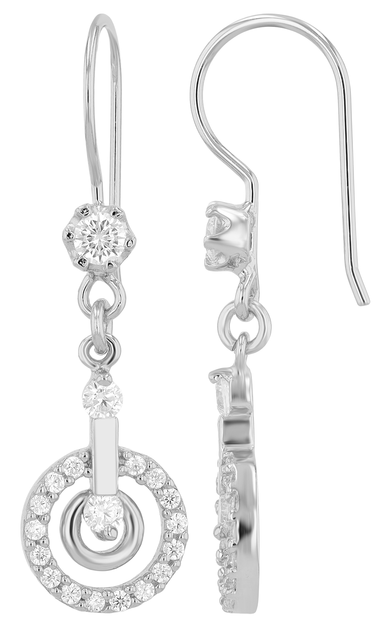 "Ilayda" 925/- echt zilveren oorbellen met zirkonia stenen, zilverkleurig, gerhodineerd