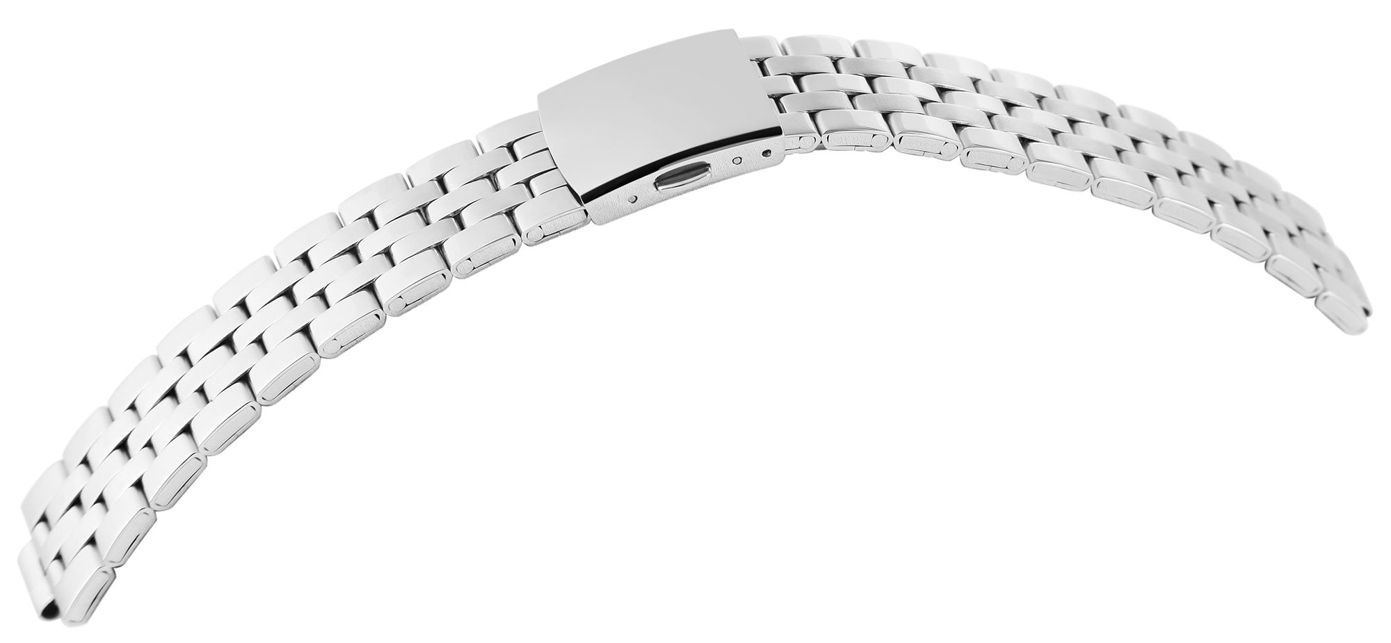 Edelstahl-Uhrenarmband mit Faltschließe, silberfarben, 20 mm