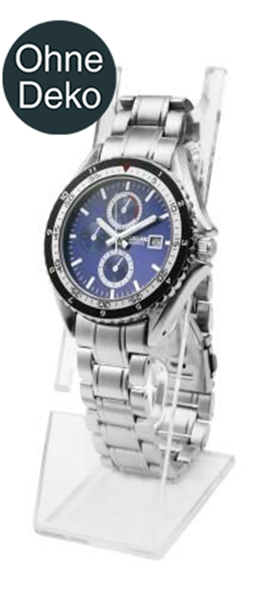 Klokstandaard, transparant (zonder decoratie), 12 cm x 3,3 cm x 5 cm