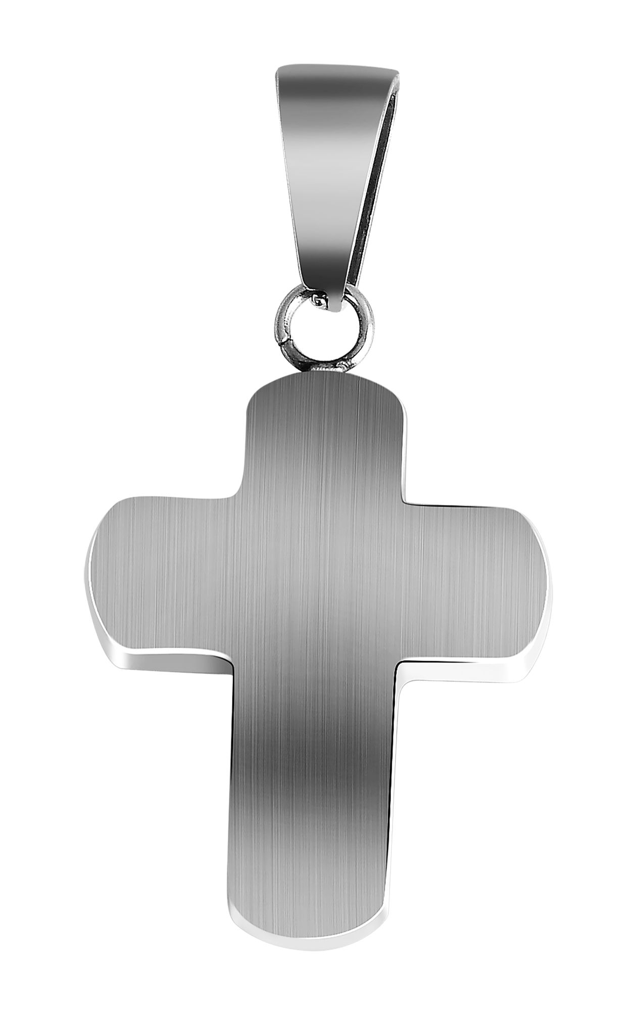 Akzent Edelstahlanhänger, Kreuz, mattiert, silberfarben