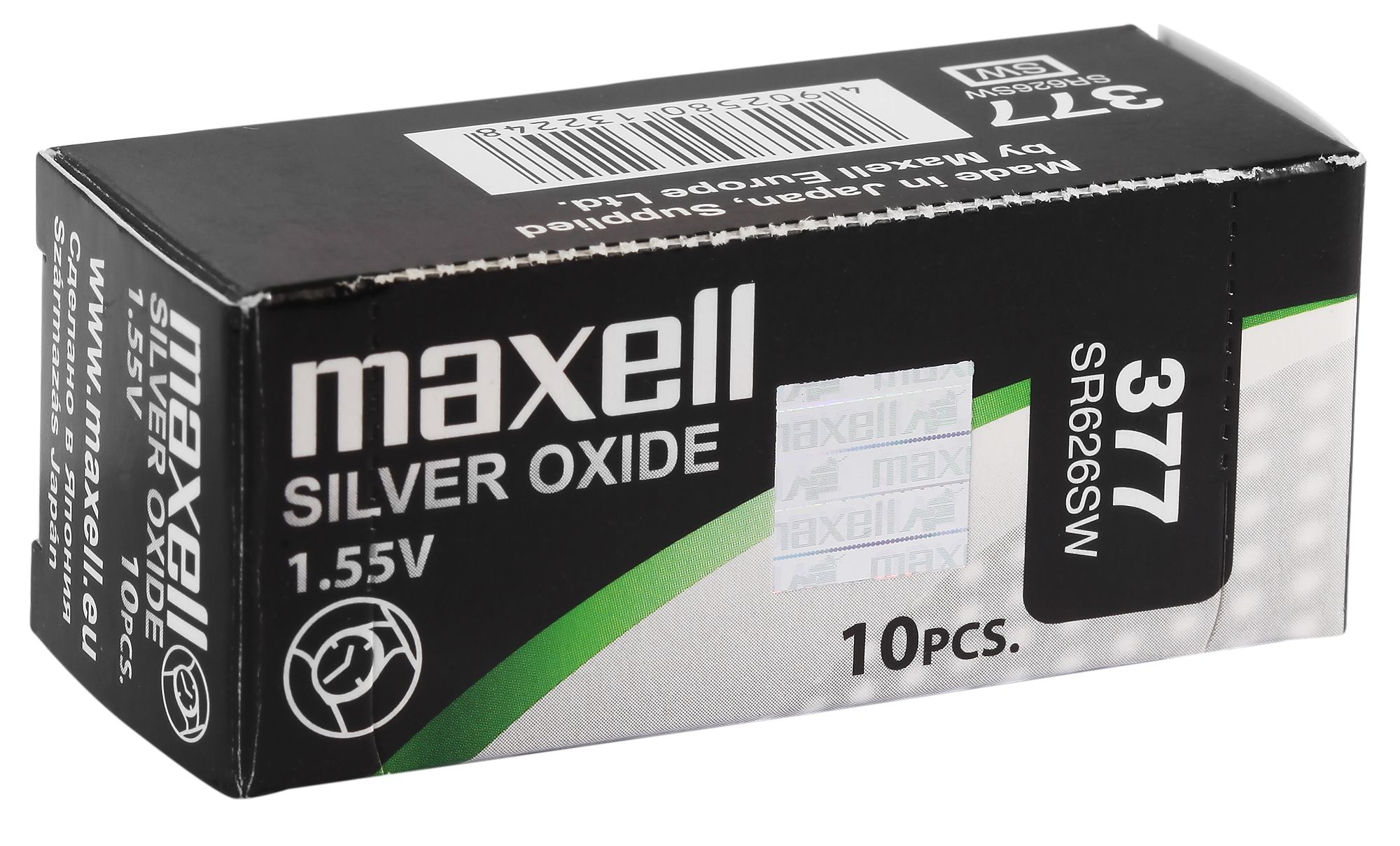 MAXELL Knopfzellen, 0% Quecksilber, Verpackungsinhalt 10 Stück, 377