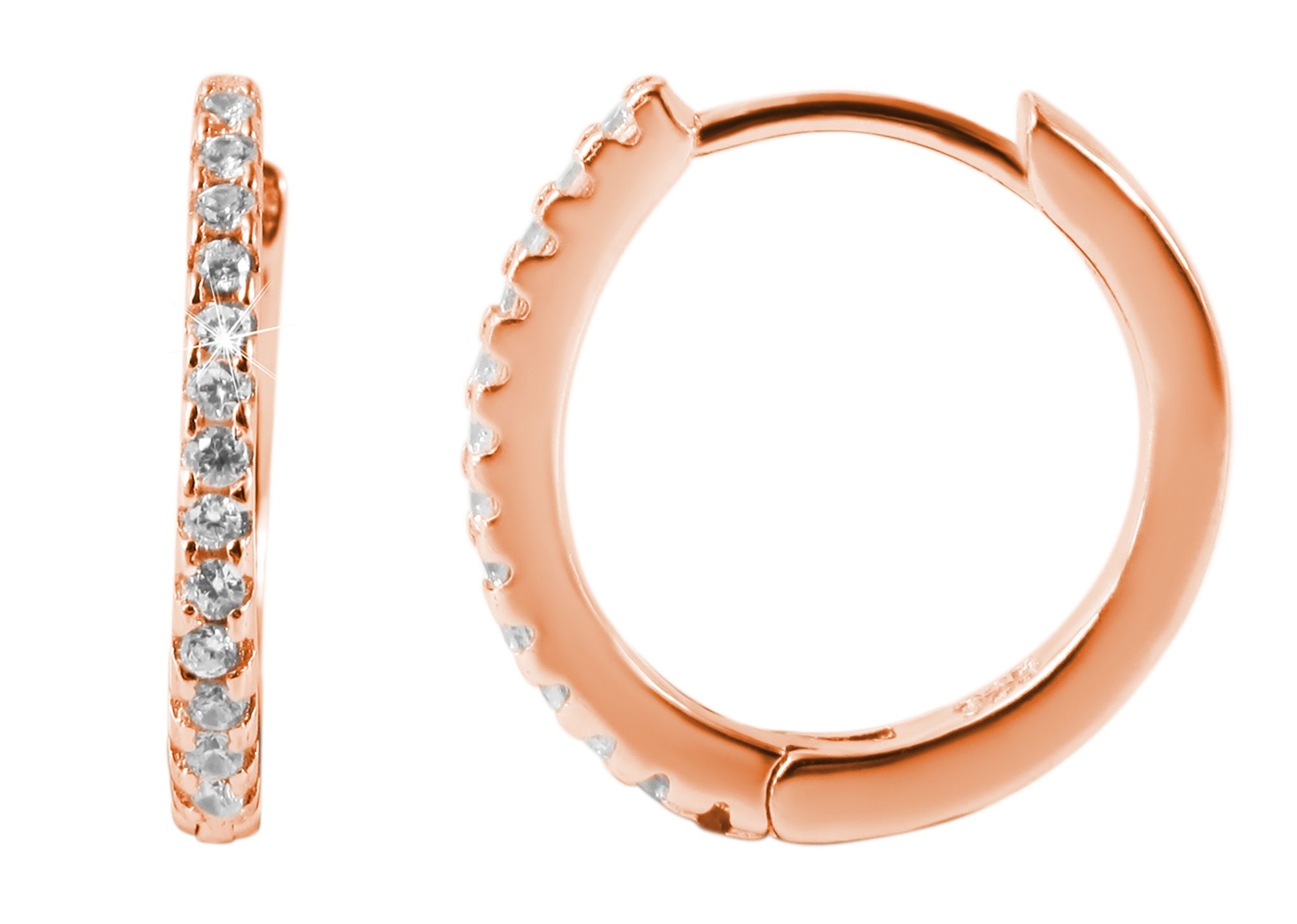 "Finja", 925/- Echt Silber Klappcreolen mit Zirkoninabesatz, rosévergoldet