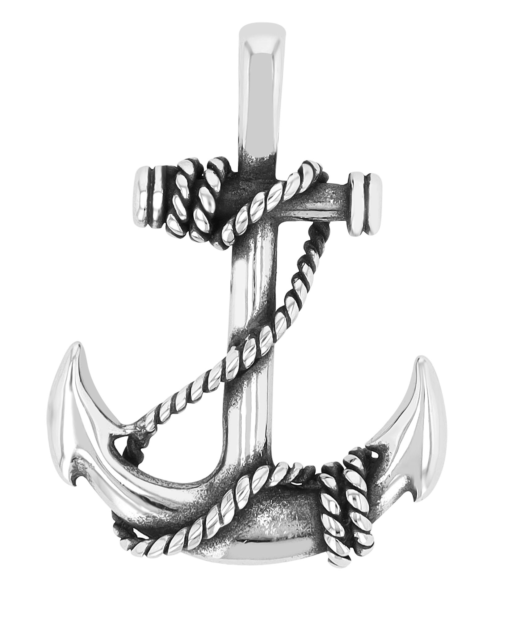 "Juria" accent hanger anker met touw, roestvrij staal, zilverkleurig + gezwart