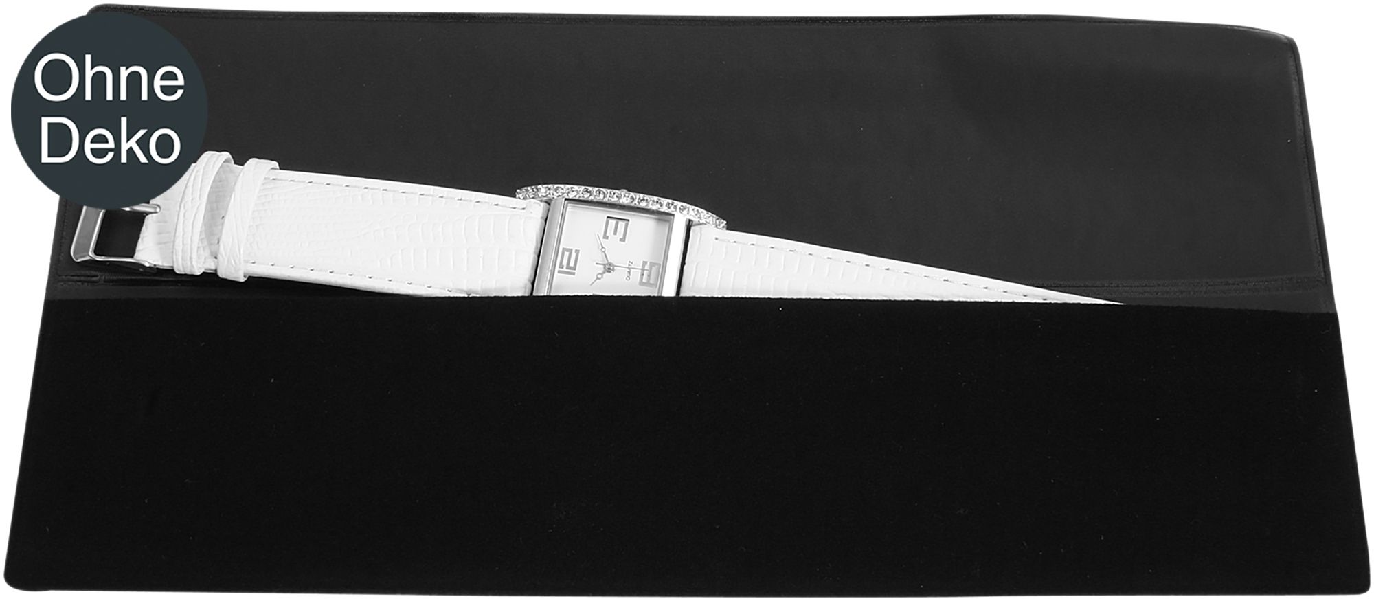 Excellanc horlogeverpakking, fluweel, zwart, met logo, PU 50, 24 cm x 6 cm