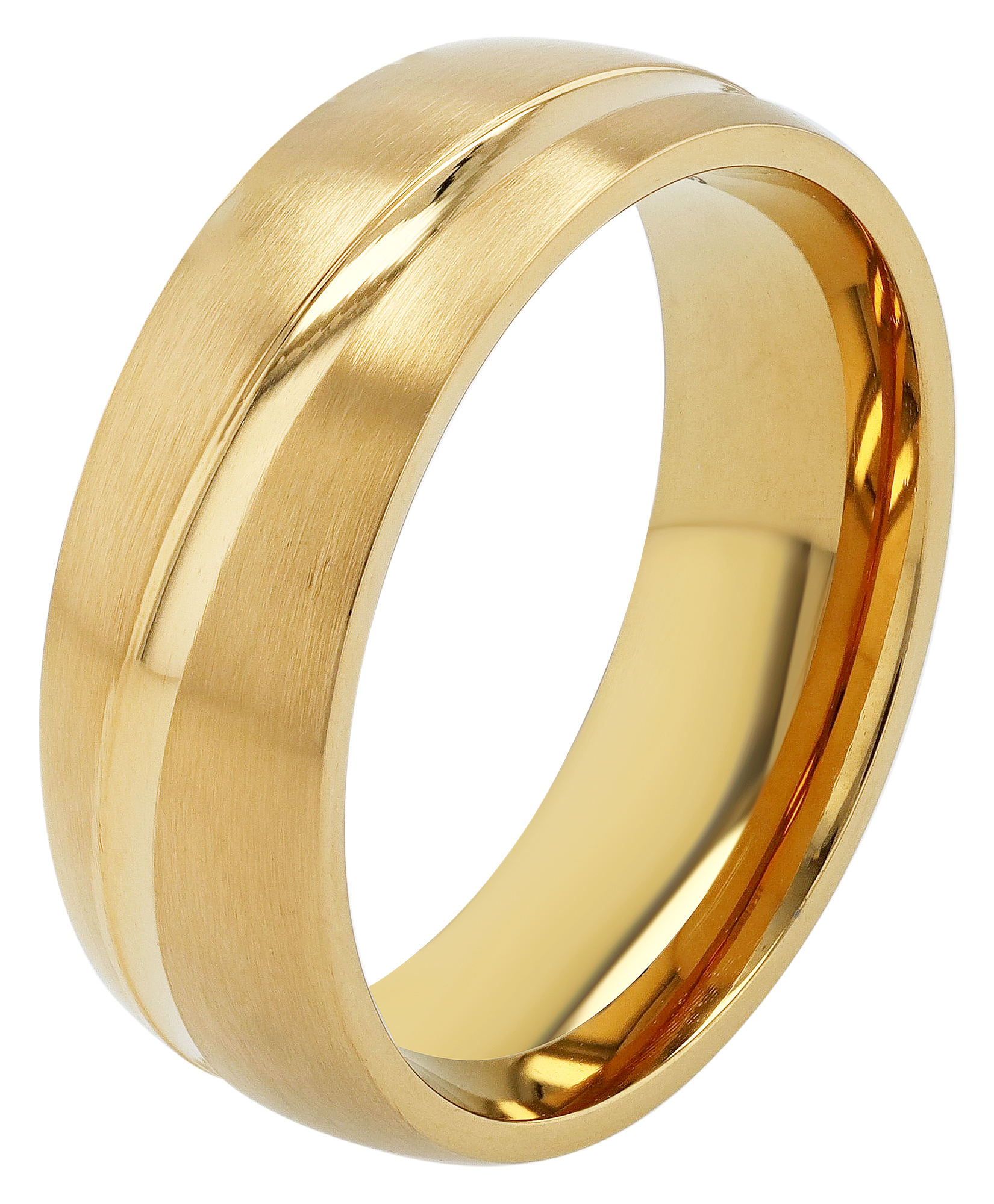 "Peybrey" Herren-Partnerring Gr 58 aus Edelstahl, Ionenplattiert, goldfarben