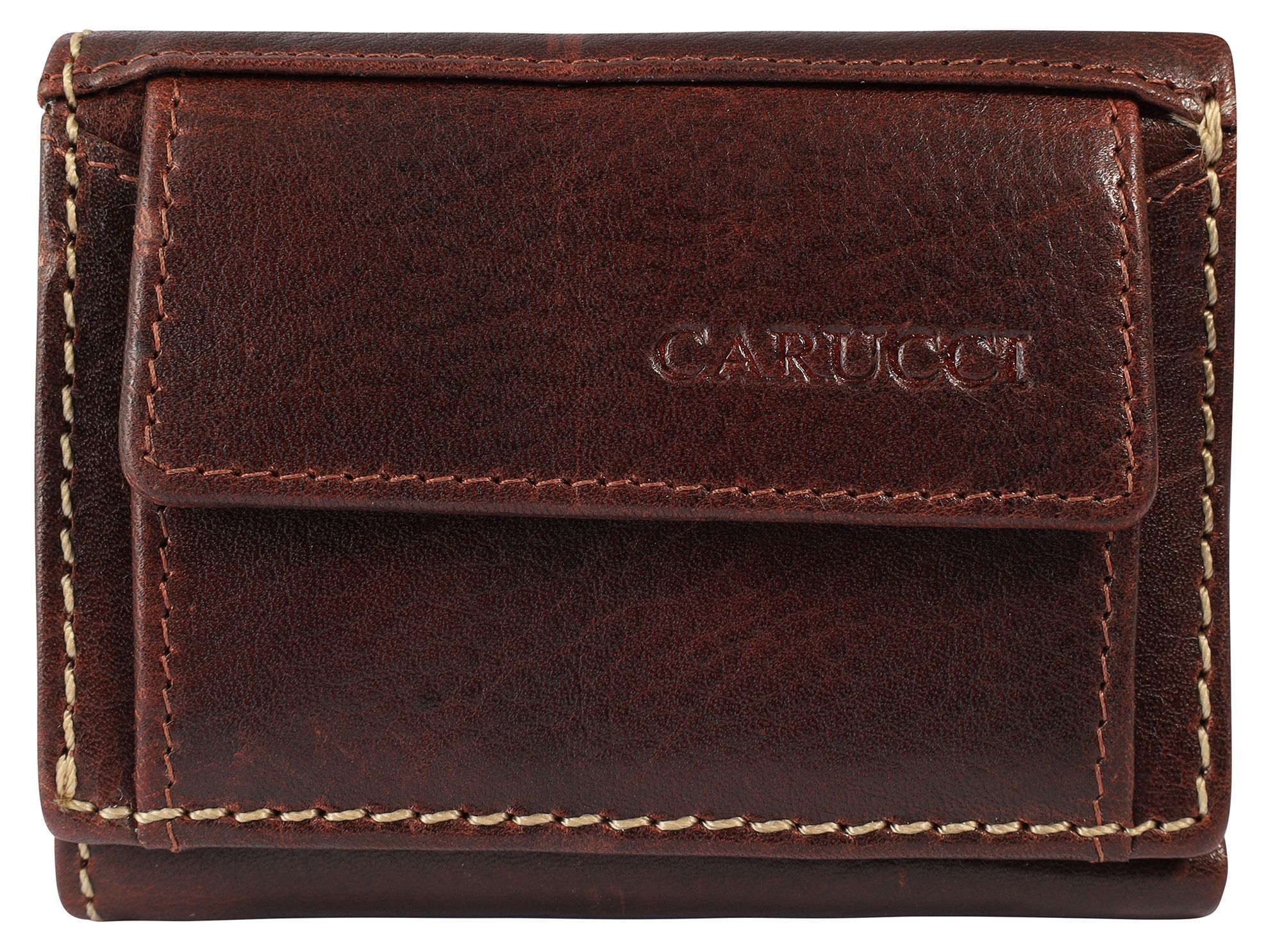Carucci Echt Leder Mini-Geldbörsen, Querformat, braun