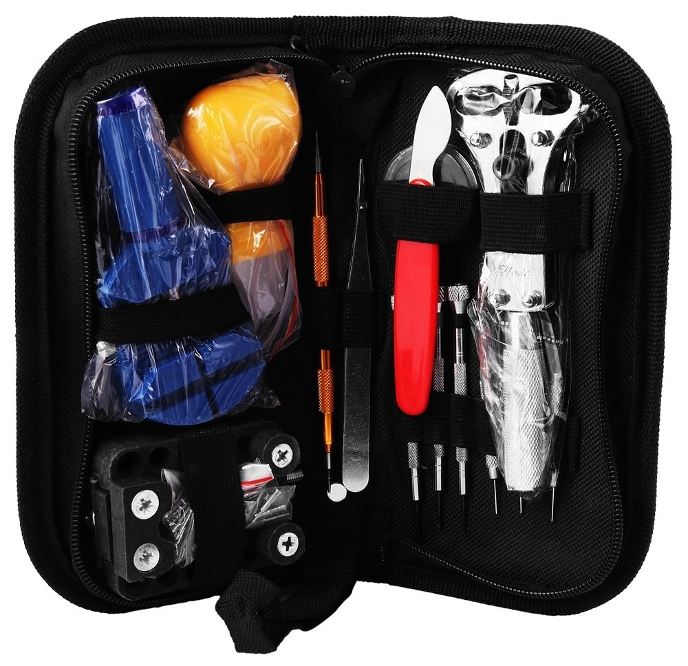 15-teiliges Uhrmacherwerkzeugset im verschließbaren Mäppchen für den Uhrenservice