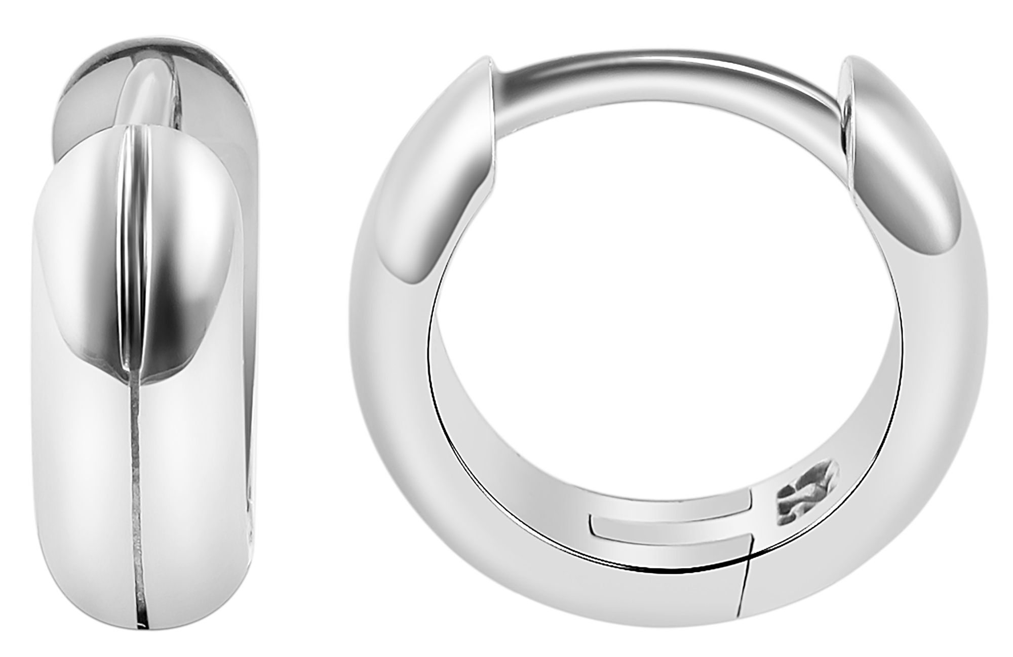 925/- Echt zilveren oorbellen met scharnier "Oserelia", gepolijst, 925/gerhodineerd