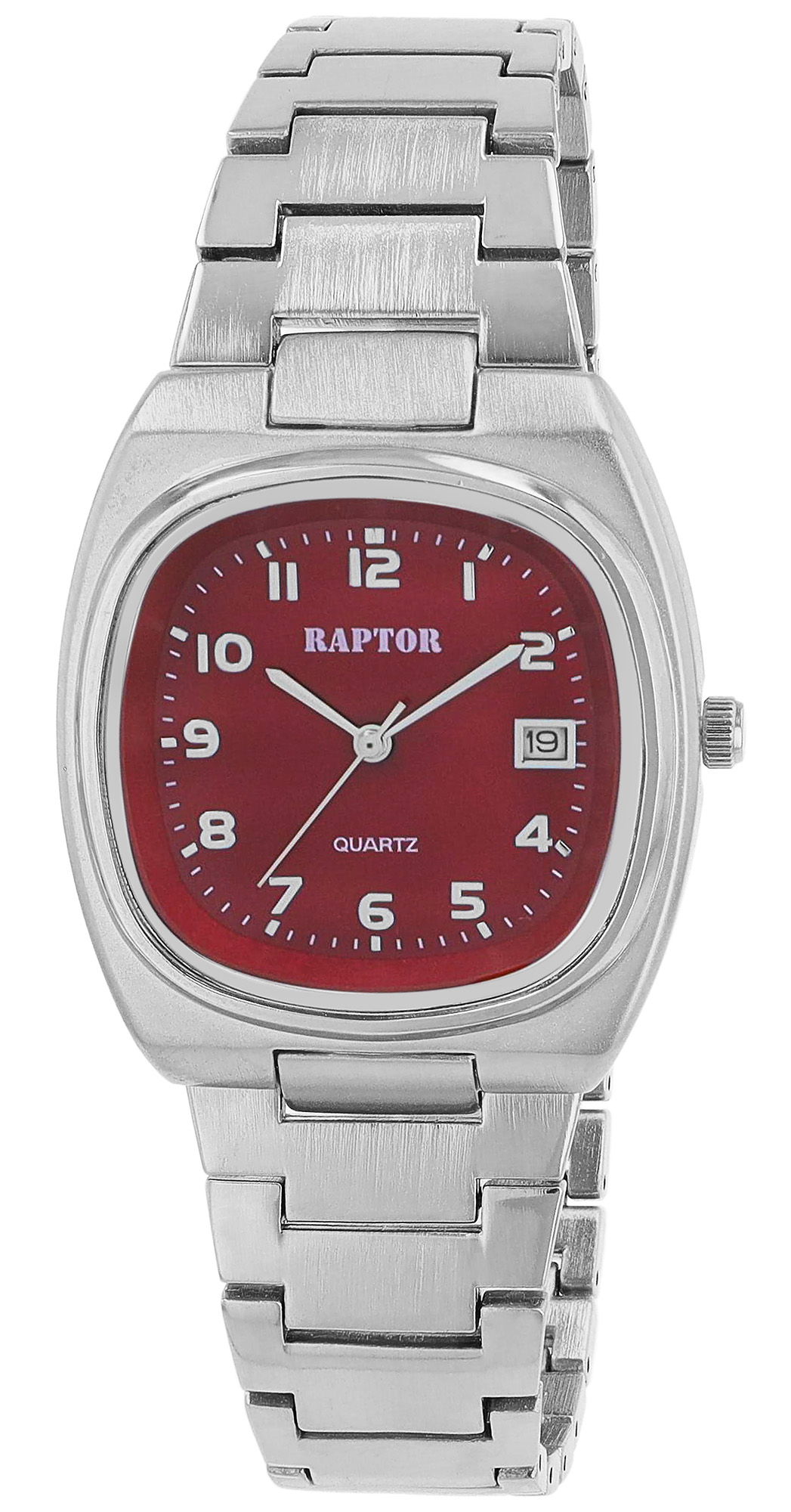 "Lina Mae" Raptor Damenuhr mit Edelstahlarmband, 3ATM, silberfarben/ Rot