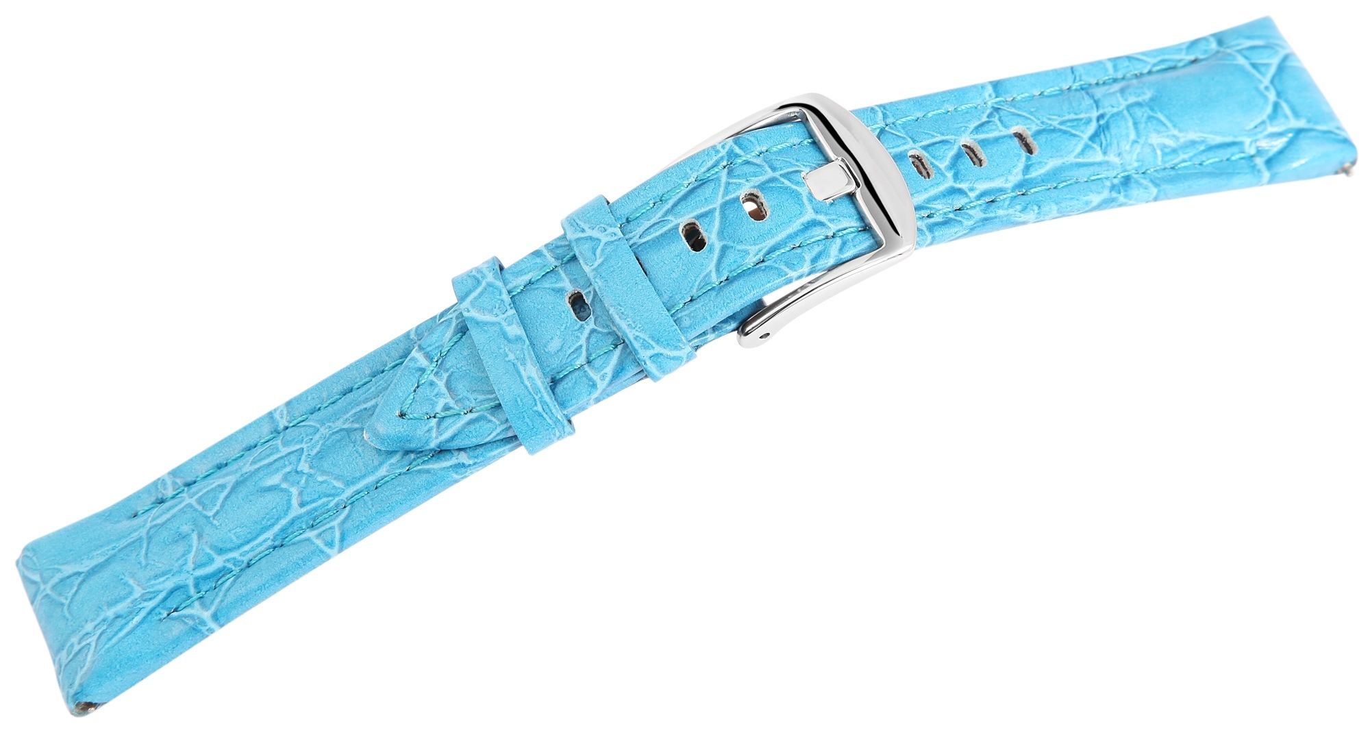 Echt leren horlogeband, lichtblauw, 22 mm