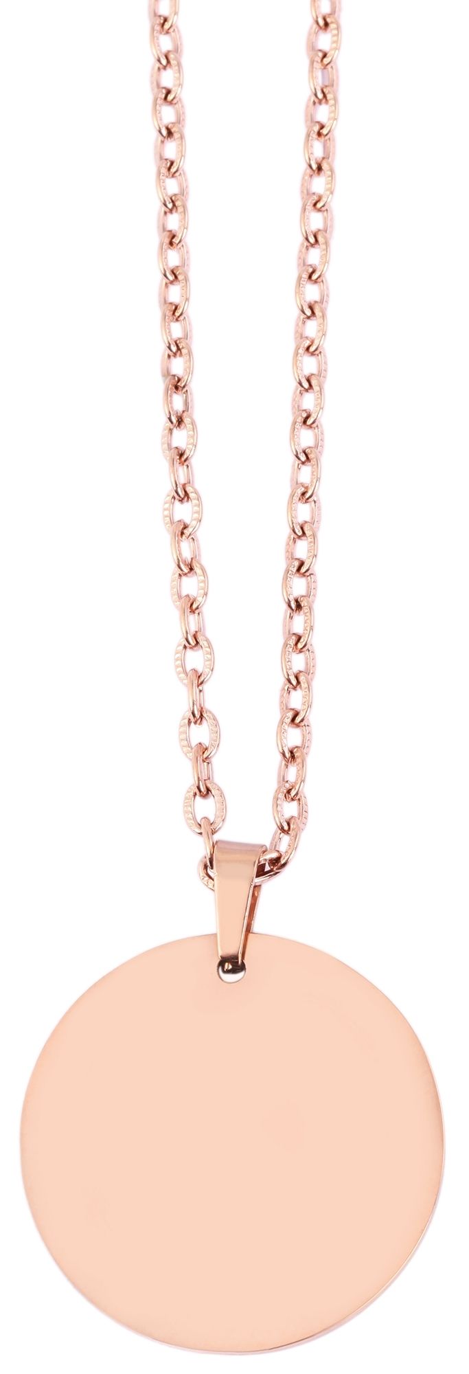 "Welsia" Edelstahl Ankerkette Münzanhänger Ø 30 mm, 43 + 5 cm, roségoldfarbig