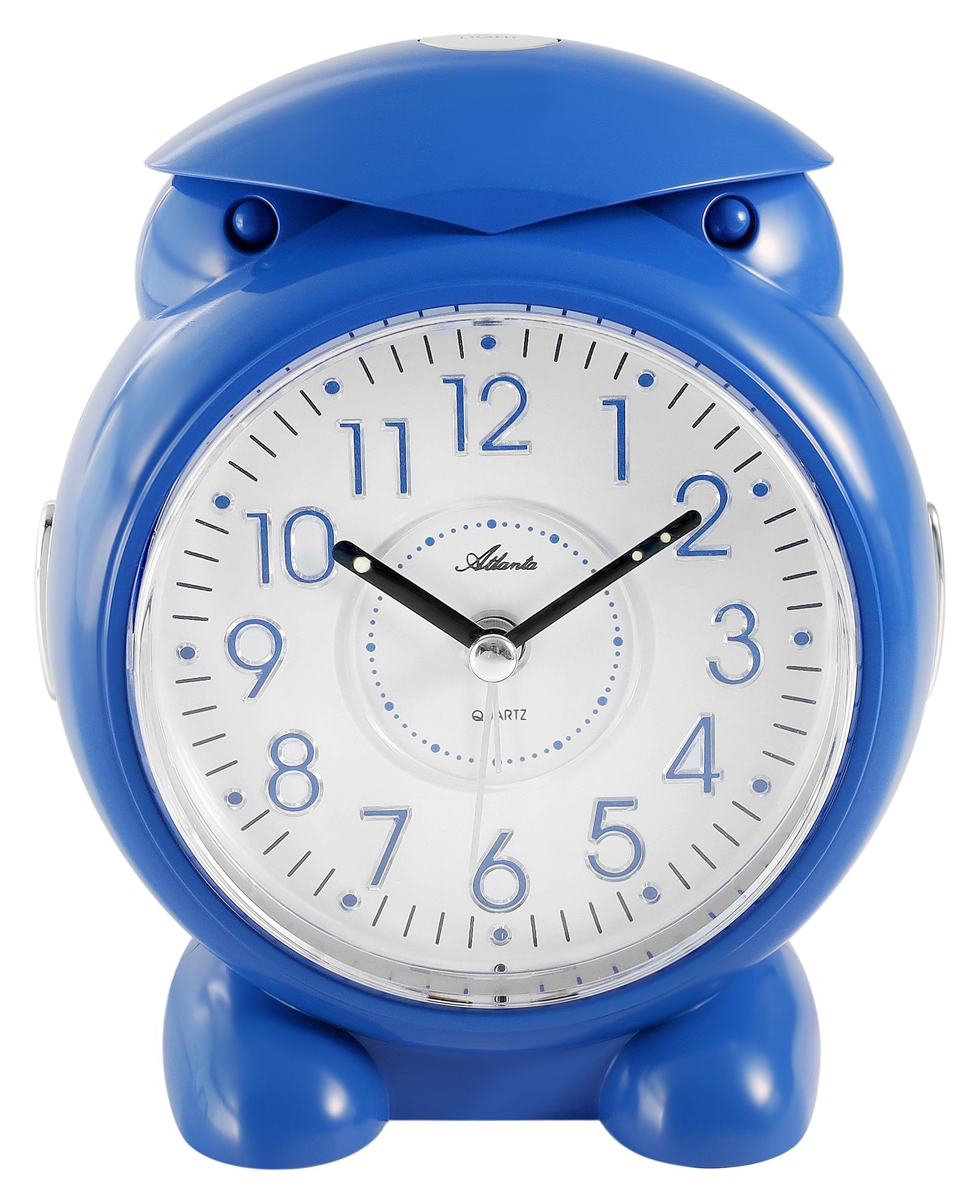 Atlanta kwarts wekker, blauw / witte wijzerplaat