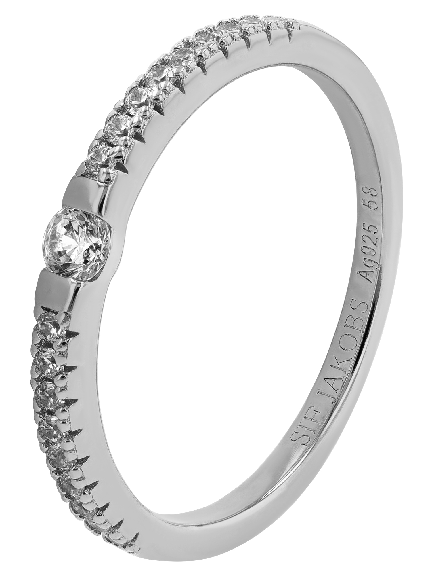 Sif Jakobs Jewellery 925/- Echt Silber Ring "Ellera Uno" Gr 54, Zirkonia (weiß), rhodiniert