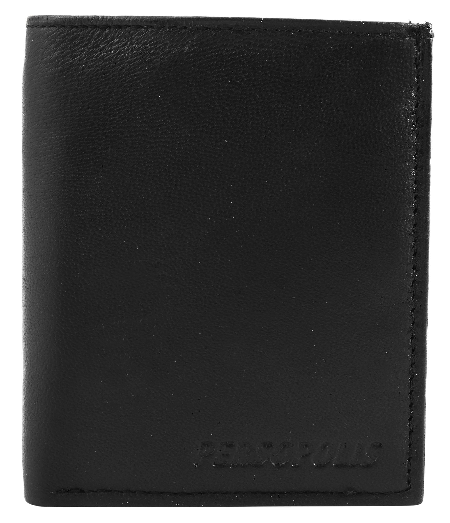 Persopolis portemonnee van echt leer, staand formaat, zwart