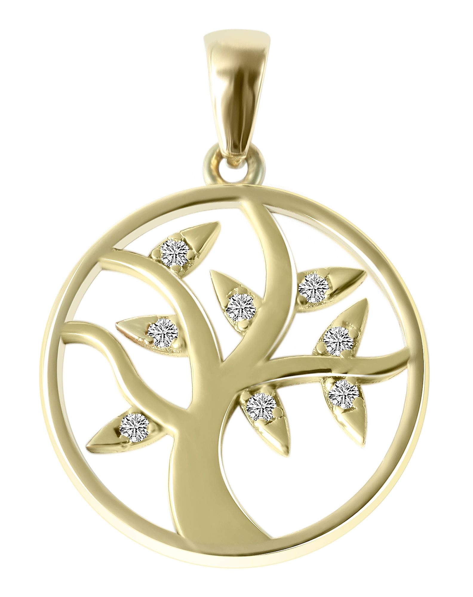 375/- Gold Anhänger "Coline" ohne Kette, Lebensbaum mit Zirkoniabesatz, 9 Karat, Gelbgold