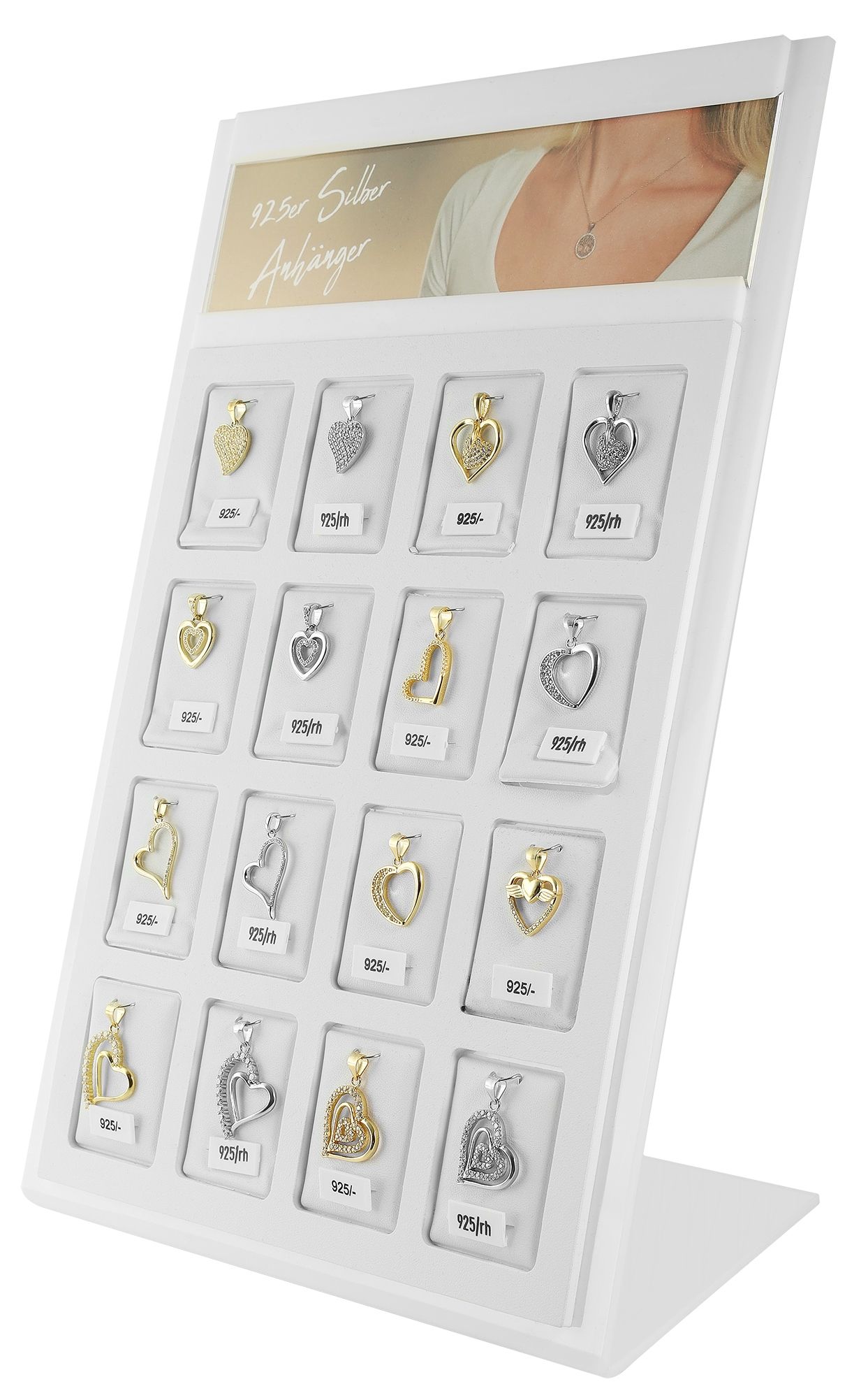 Kunststof sieradendisplay in wit 28,5 x 20,5 x 11 cm (voor sieradenkaarten 7600034)