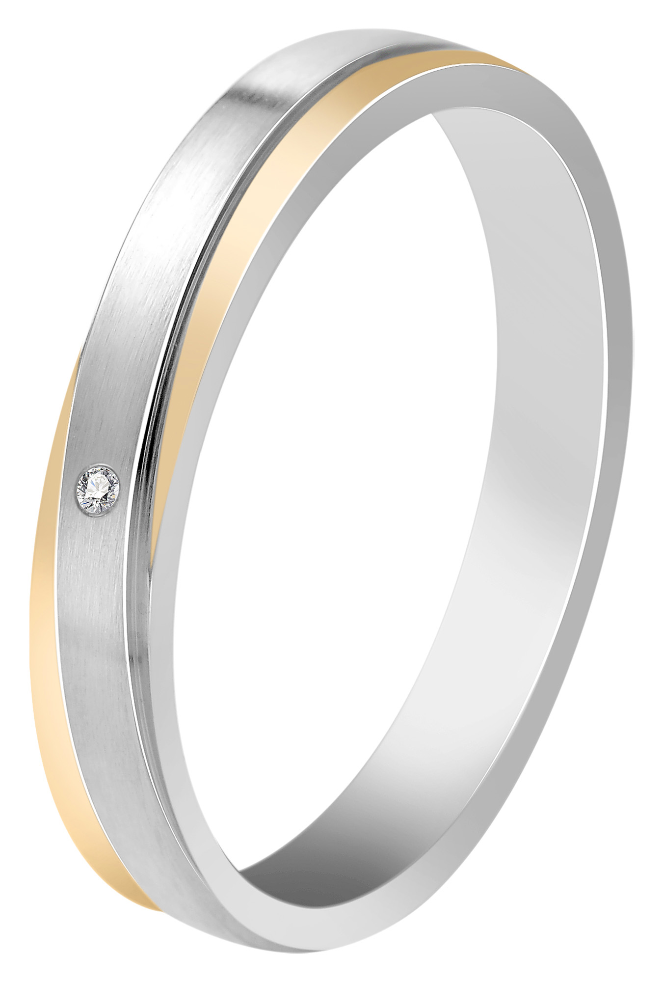 "Unity of Two" dames partnerring maat 50, roestvrij staal, similibre zetting, tweekleurig