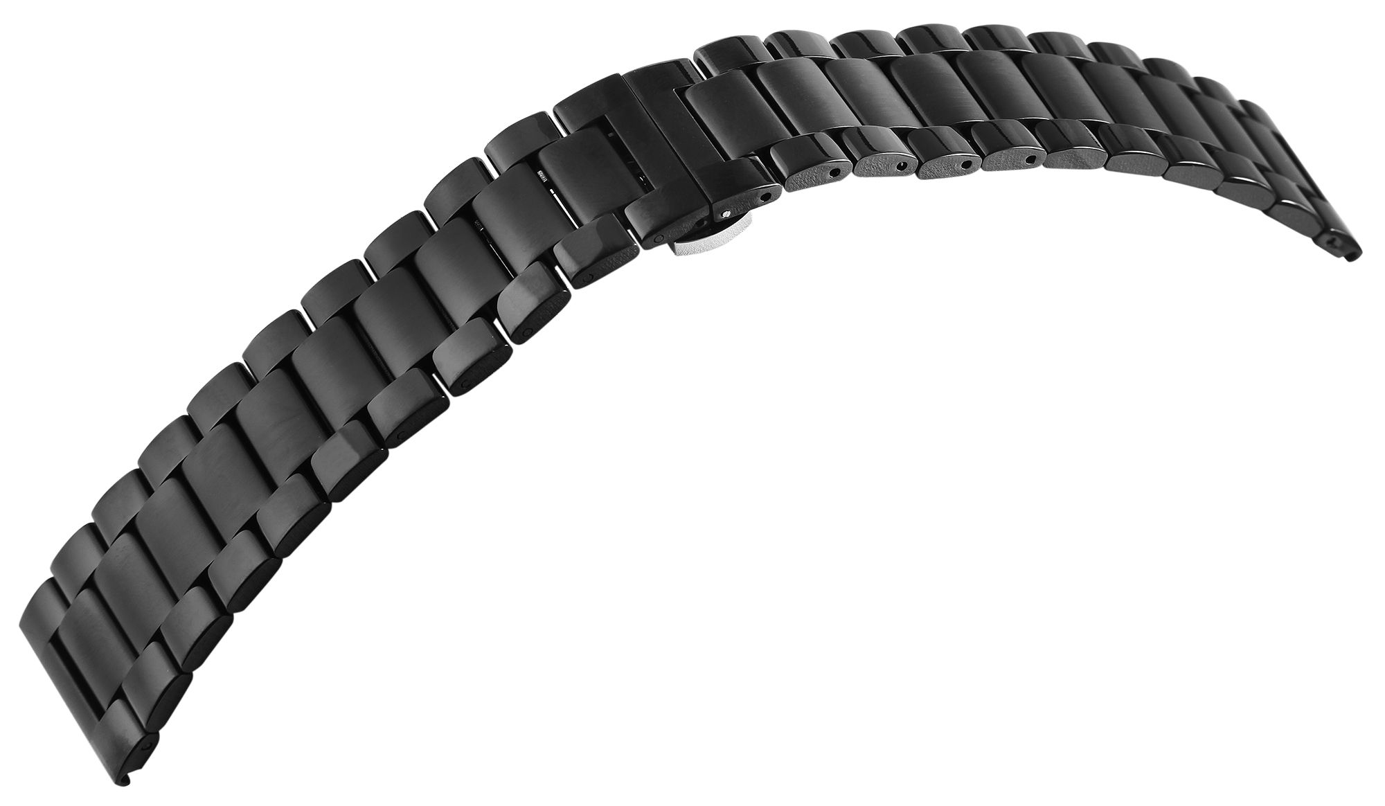 Edelstahl Gliederarmband, Butterfly-Faltschließe, poliert/gebürstet, schwarz, 20 mm