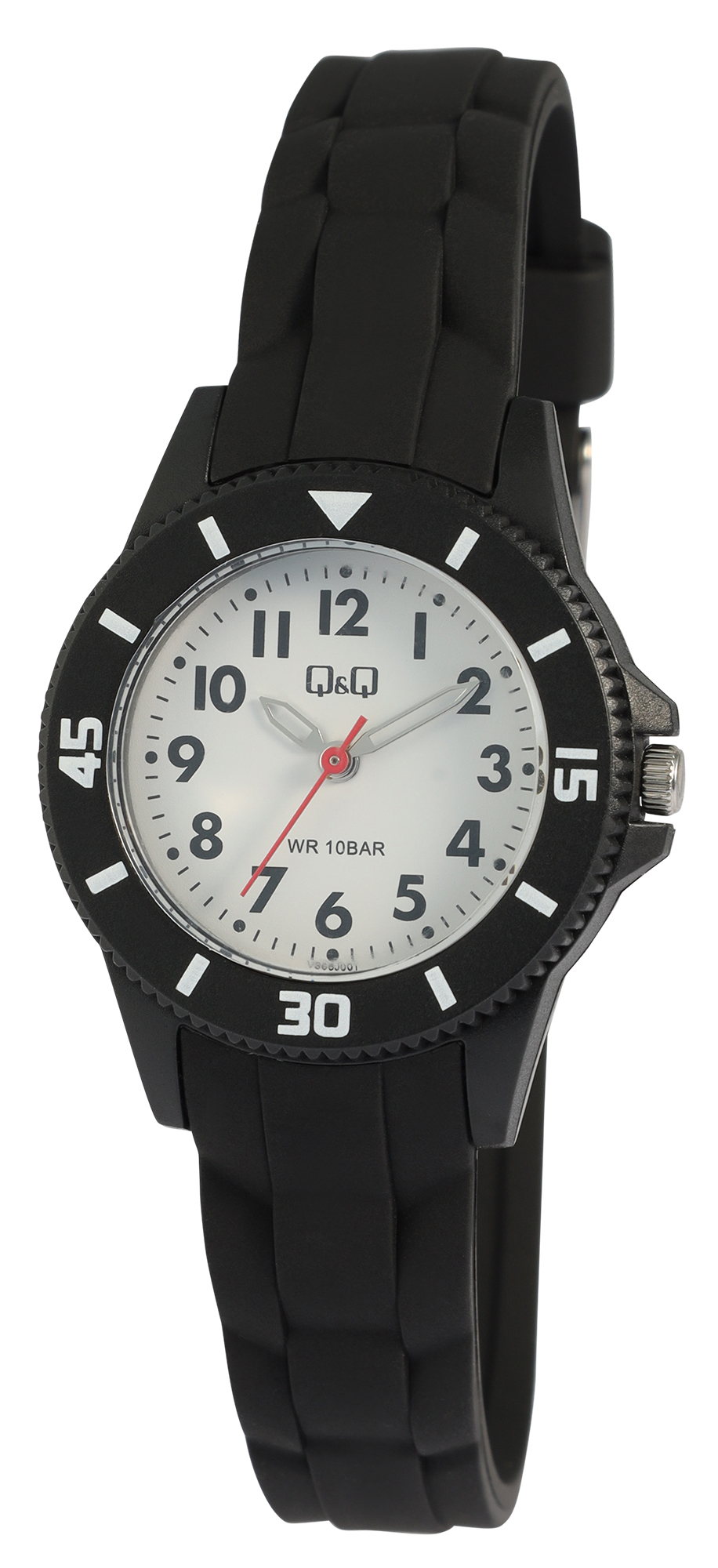 Q&Q Kinder-/Jugenduhr, Resinband, Ø 30 mm, schwarz