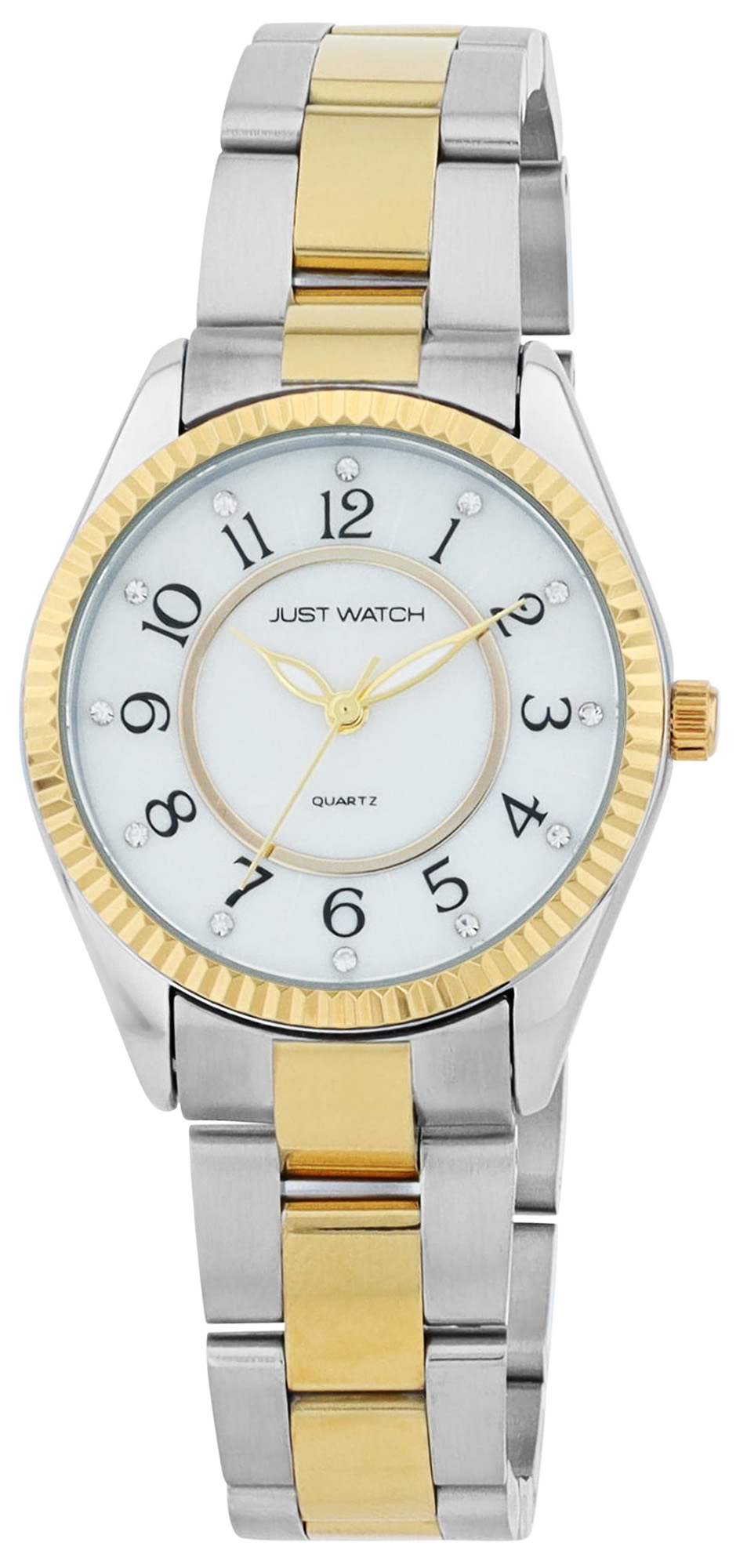 JUST WATCH Damenuhr "Lunaria" mit Edelstahlband, Simili, Ø 32 mm, bicolor/ Perlmutt