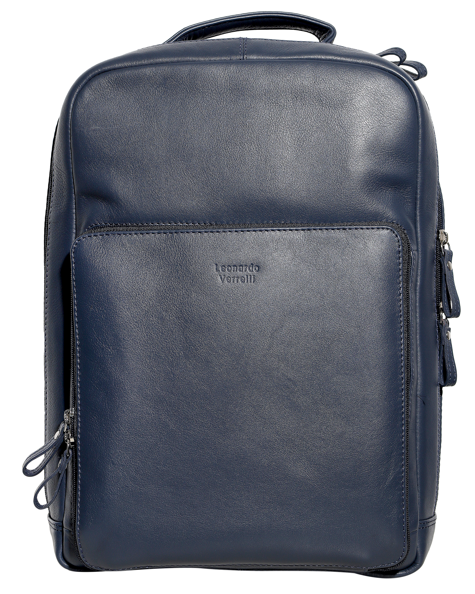 Leonardo Verrelli rugzak van echt leer voor zaken, dagelijks leven &amp; reizen, donkerblauw