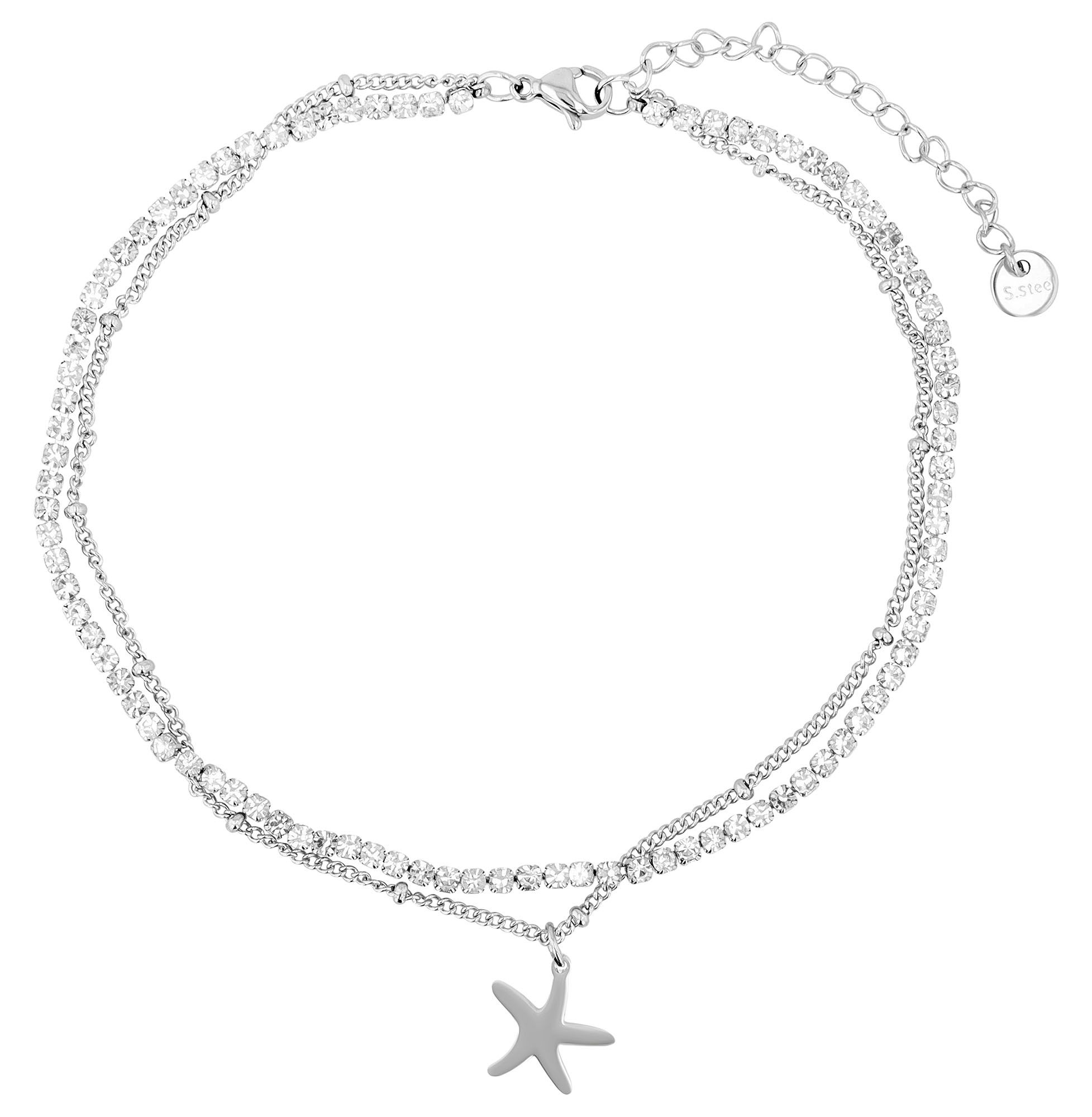 Akzent Fusskette "Winora", Edelstahl, Seestern, zweirehig, 24 +5 cm