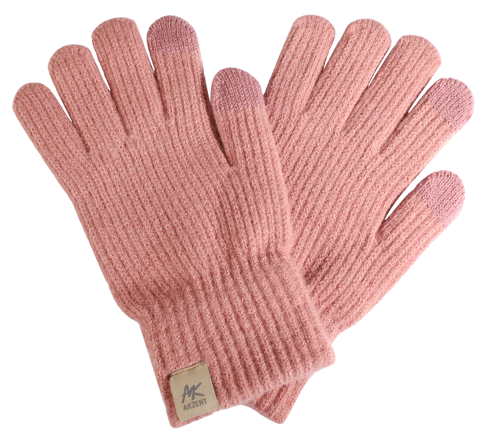 Dameshandschoenen, maat S, donkerroze, tastvingers, 100% polyester, PU-4