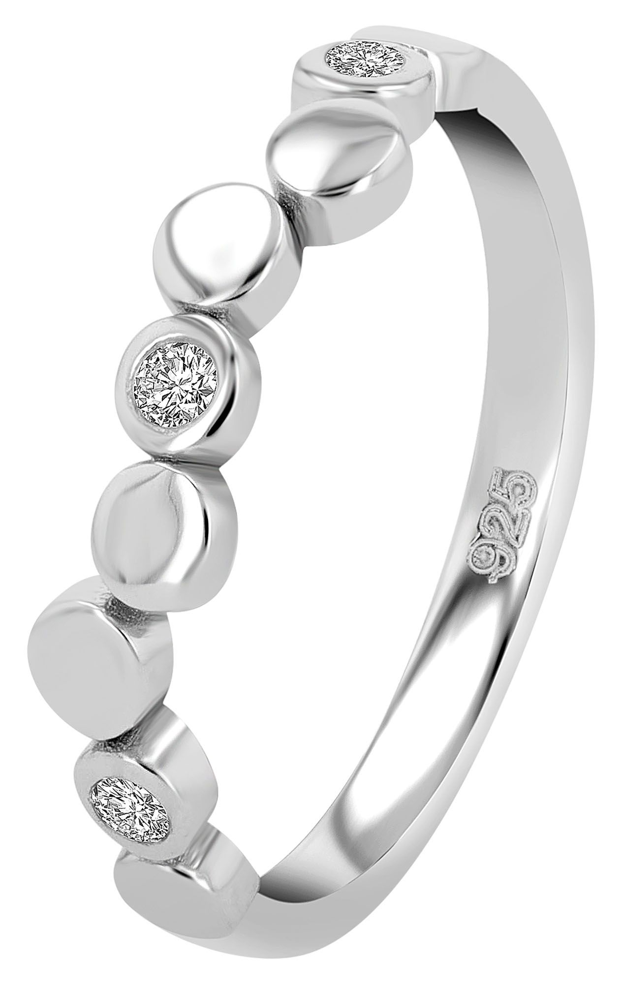 "Amie" 925/- echt zilveren damesring, gerhodineerd met zirkonia, maat 54