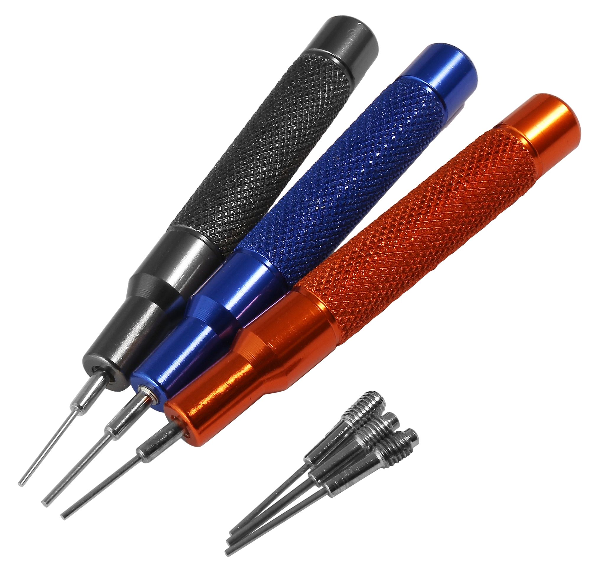 Ausschlägerkolben mit Ersatzspitzen, Edelstahl, mehrfarbig, Ø 7, 8 & 9 mm