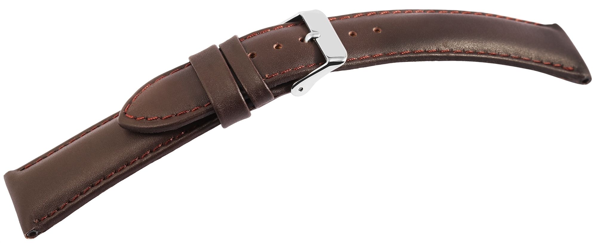 Echtleder-Uhrenarmband, dunkelbraun, 20 mm