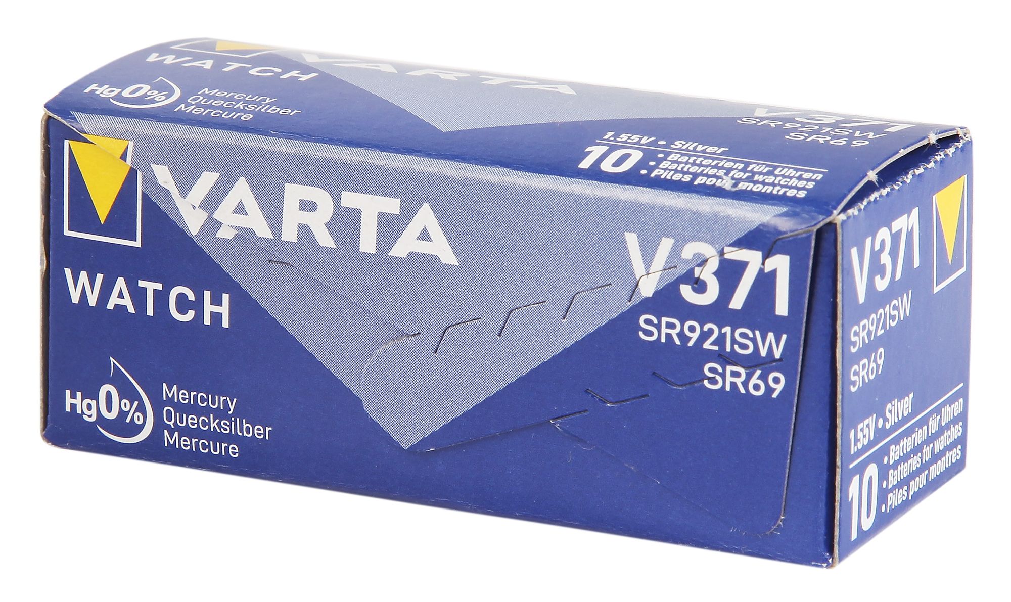 Varta batterij V371/537 (AG6//SR920W) zilveroxide knoopcellen 1,55 V - verpakkingseenheid 10 stuks