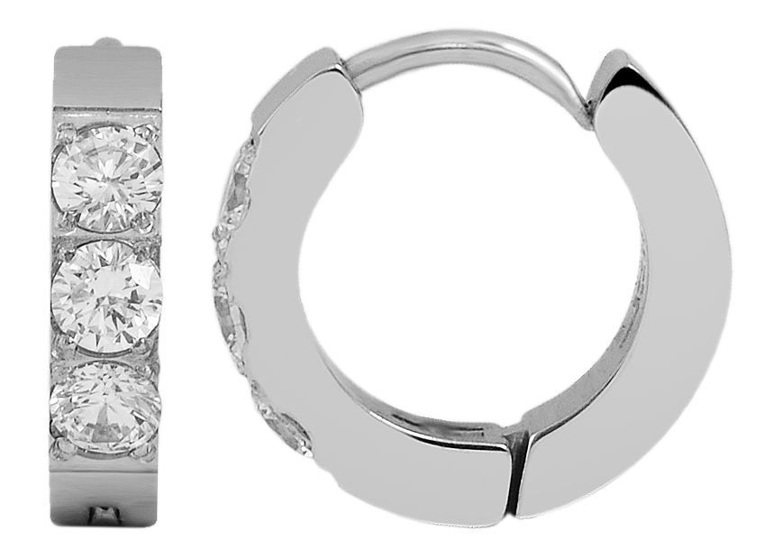 "Zuri", Akzent Klapp-Creolen, Edelstahl, Similibesatz, silberfarben