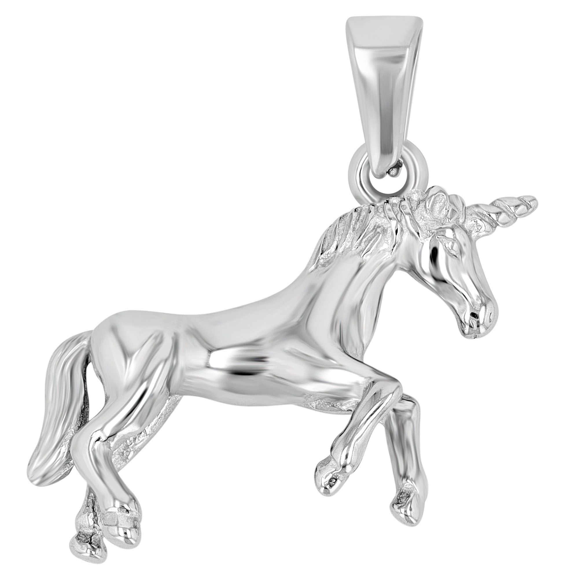 Kettenanhänger Einhorn "Shiny" aus Edelstahl, silberfarbig