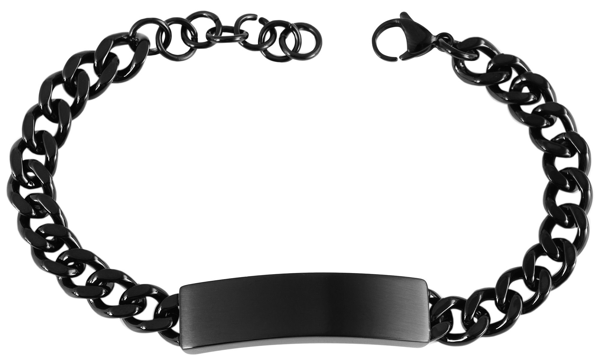 Accent curb chain armband van roestvrij staal, zwart