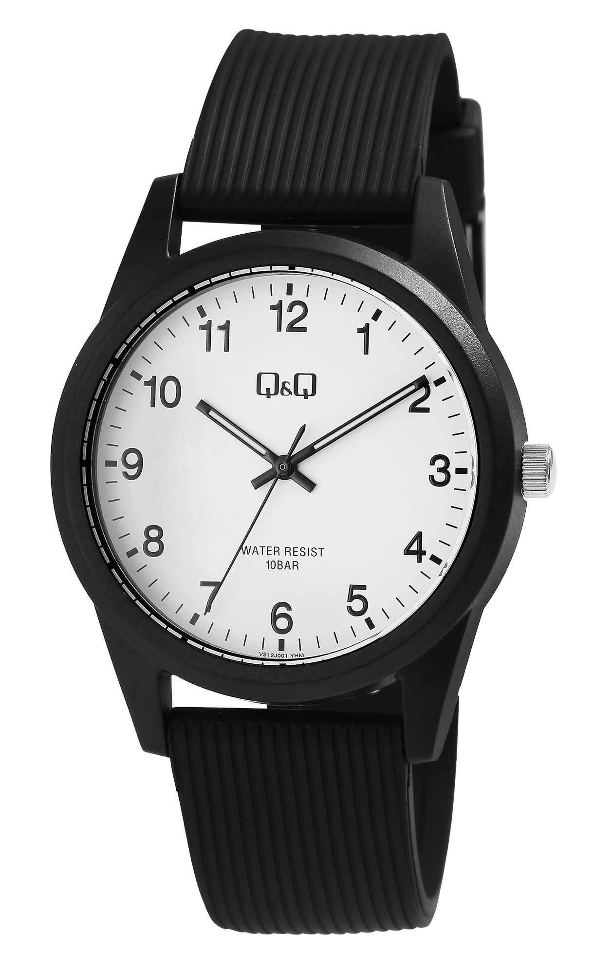 Q&amp;Q heren-/ dameshorloge met harsband, Ø 40 mm, zwart/wit