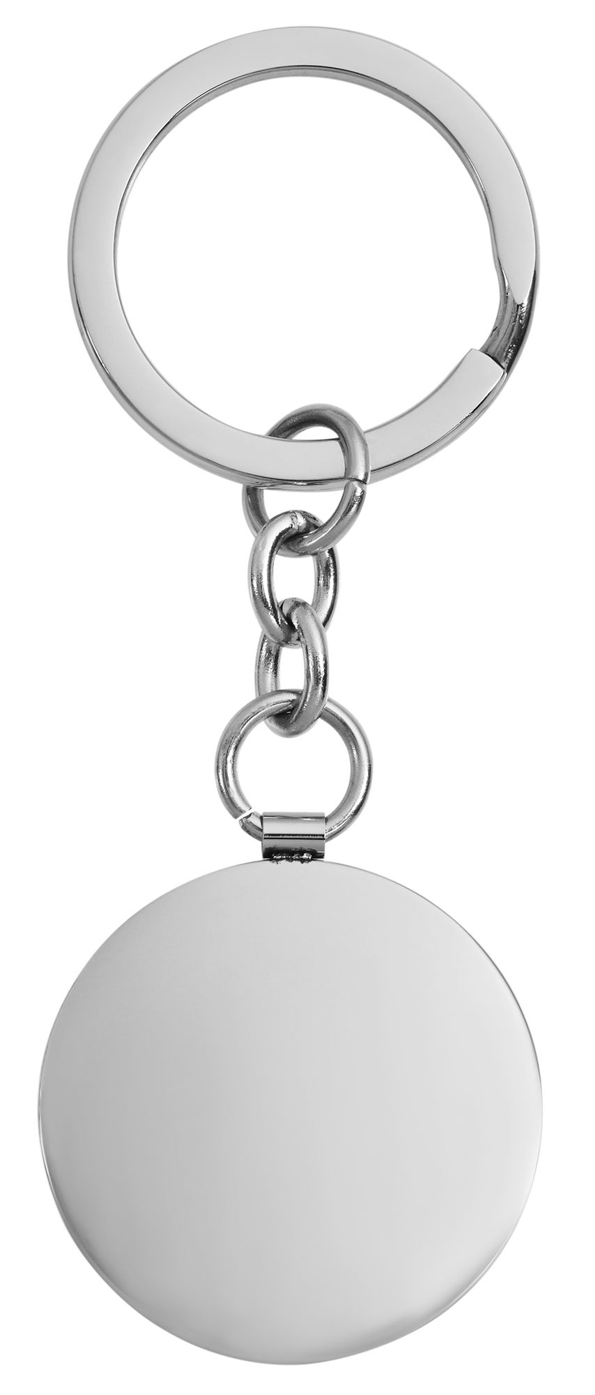 Edelstahl Schlüsselanhänger mit Gravurplatte, rund, silberfarbig