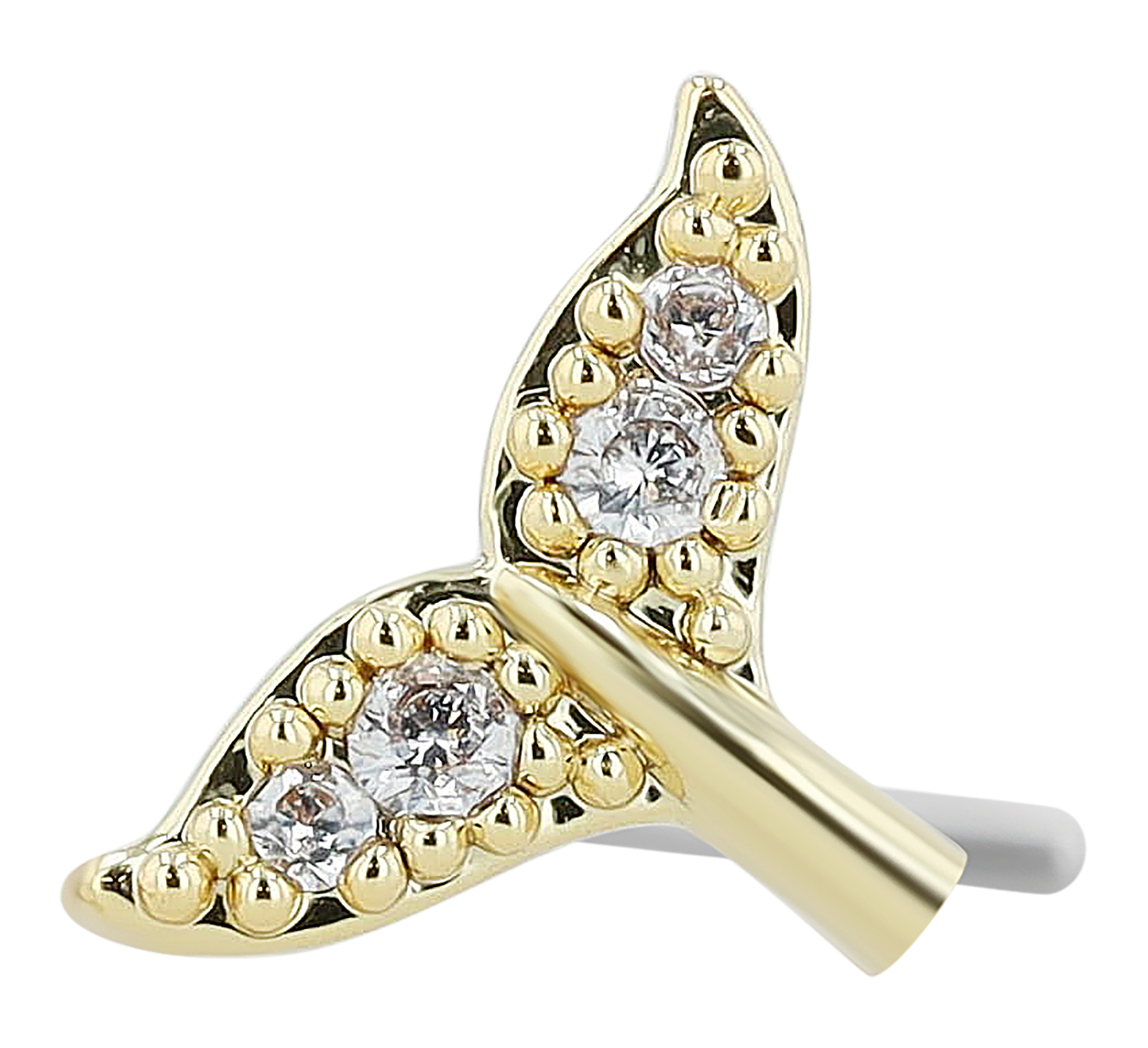 "Pajtesa" Nasenpiercing aus Edelstahl, Walflosse, L-Form, Ø 0,9mm/ Stablänge 7,5 mm, goldfarben