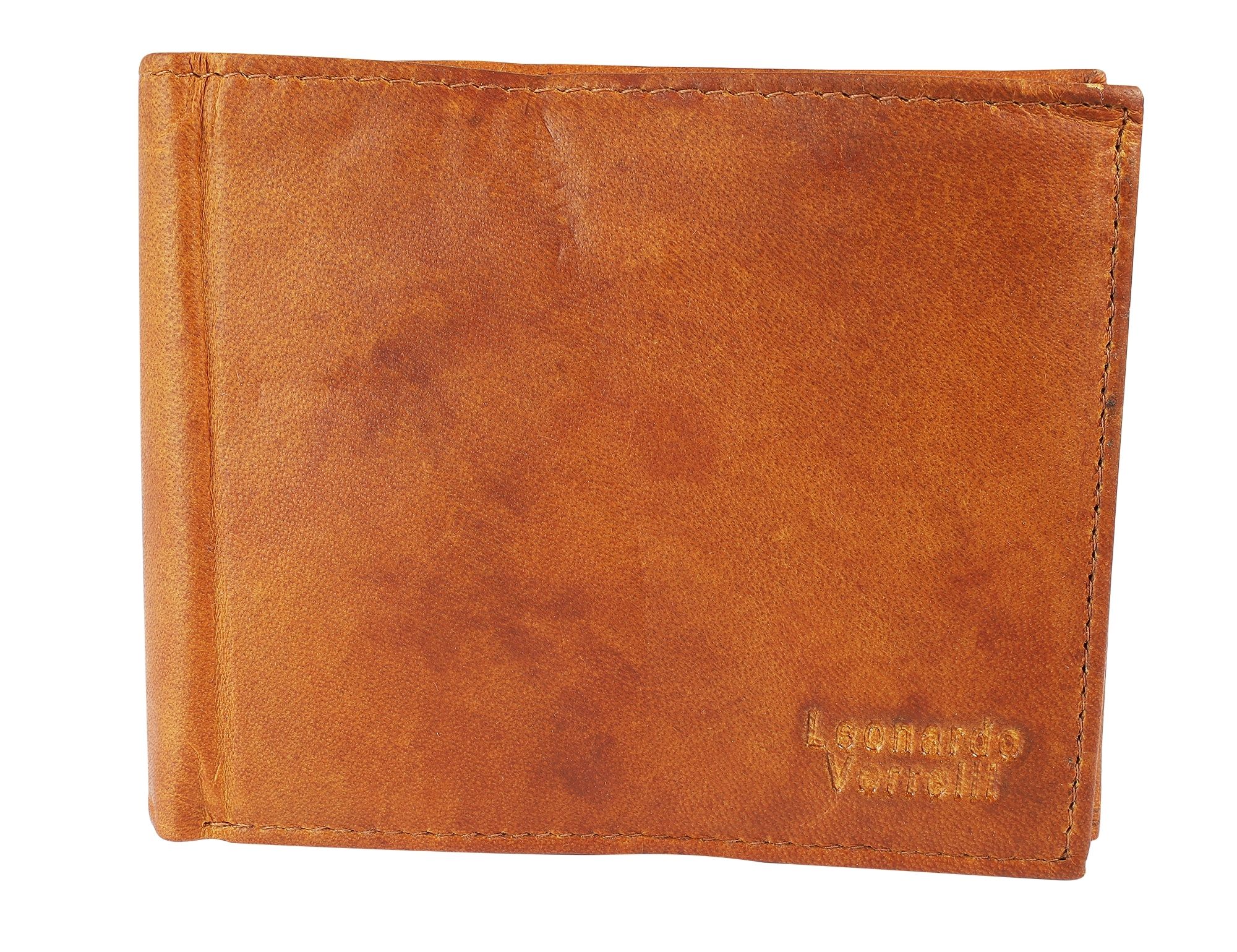"Levi" - Tan, Leonardo Verrelli Echt Leder Geldbörse  mit RFID-Safe, querformat