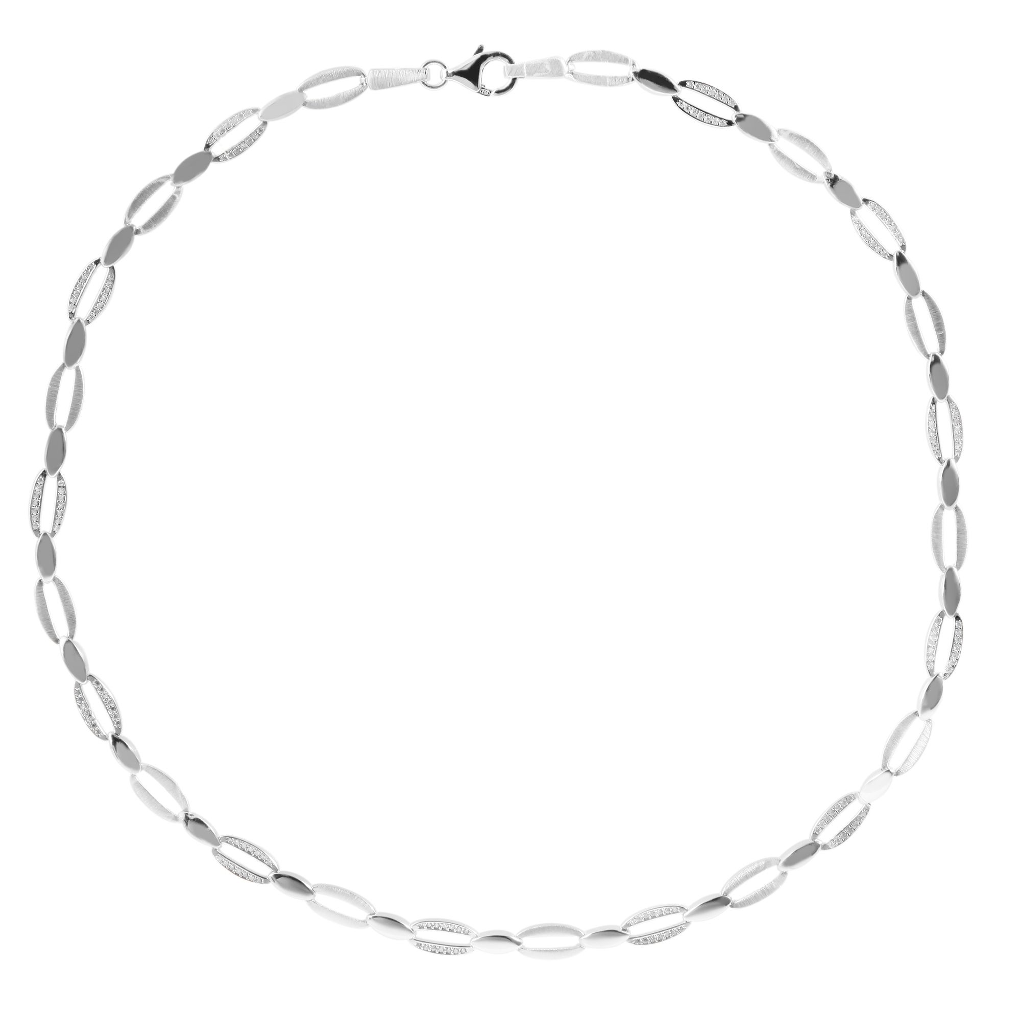 925/- Echt Silber Halskette "Lita", matt/poliert, 925/rhodiniert