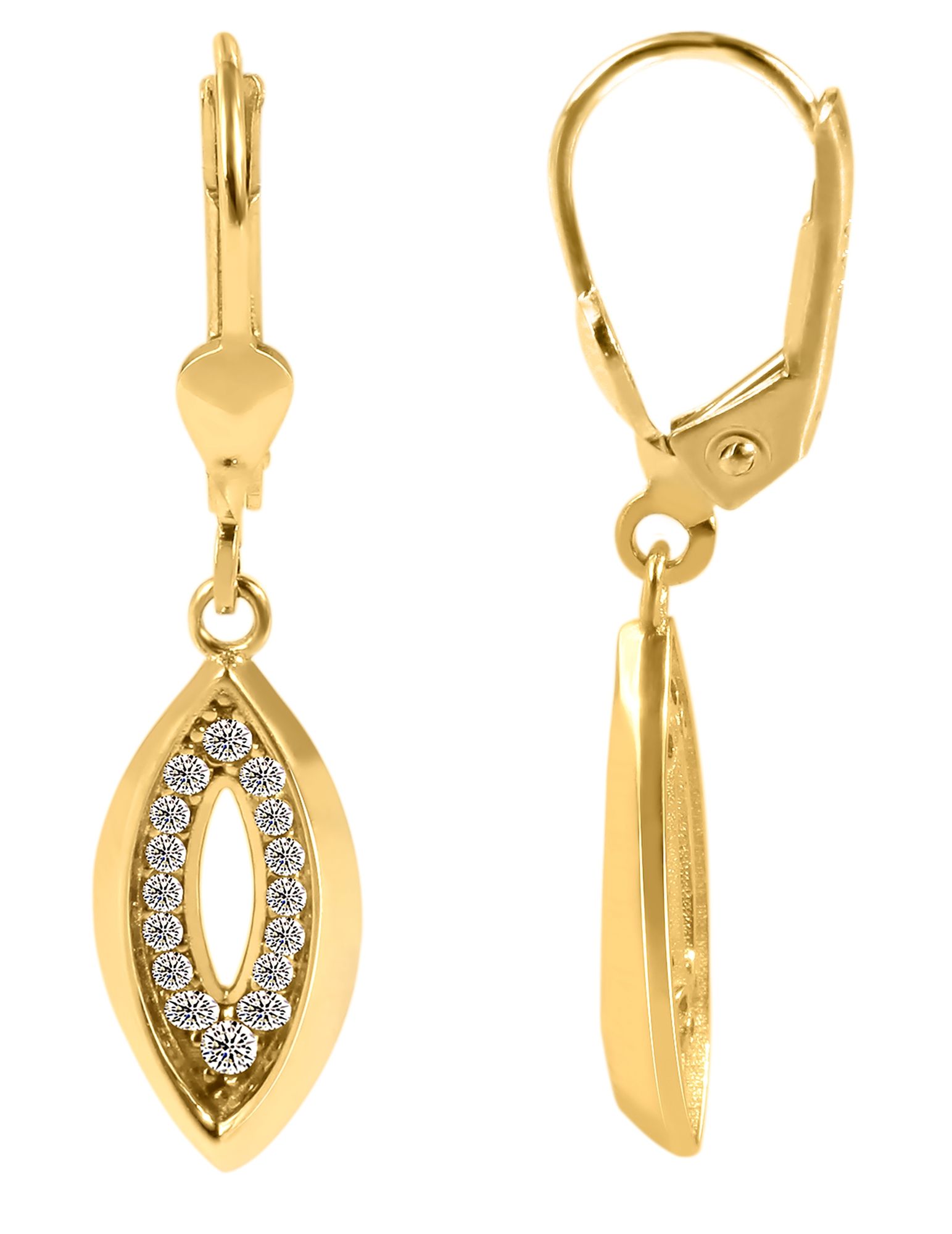 333/- Gold "Fanja" Ohrhänger mit Zirkoniabesatz, 8 Karat, Gelbgold