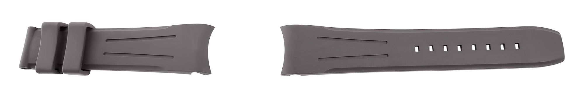 FKM rubberen horlogeband, gesp, 21 mm, grijs, (FKM = fluorelastomeer rubber)