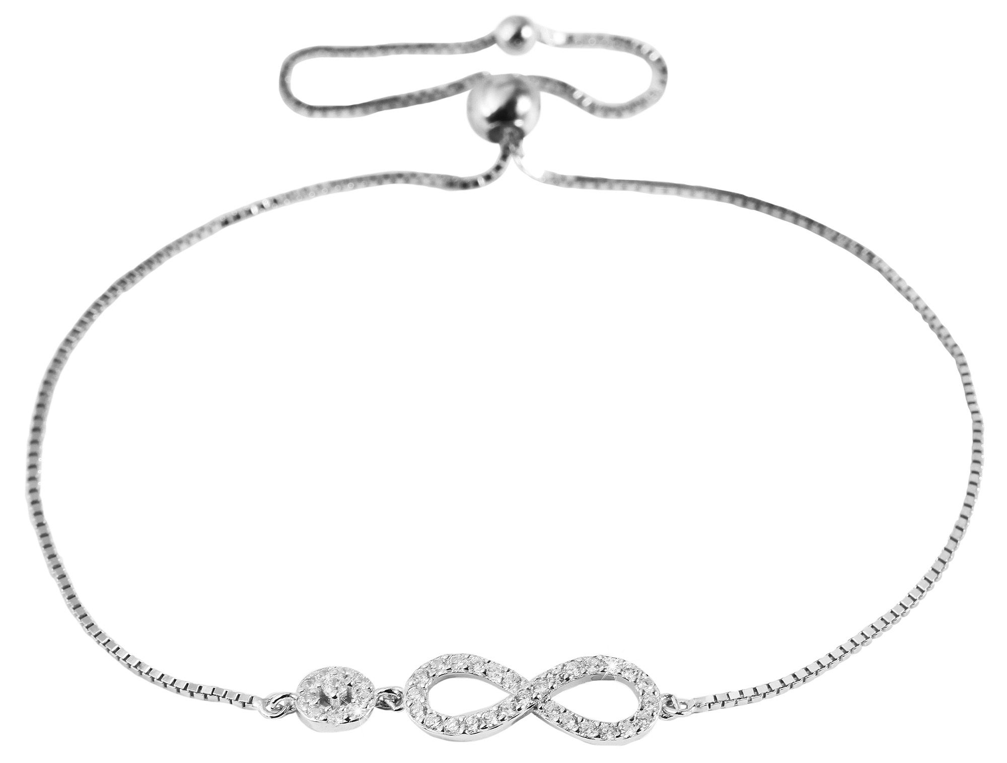 "Ilse", 925/- Echt Silber Armband, Inifintiy mit Zirkoniabesatz, silberfarben, rhodiniert