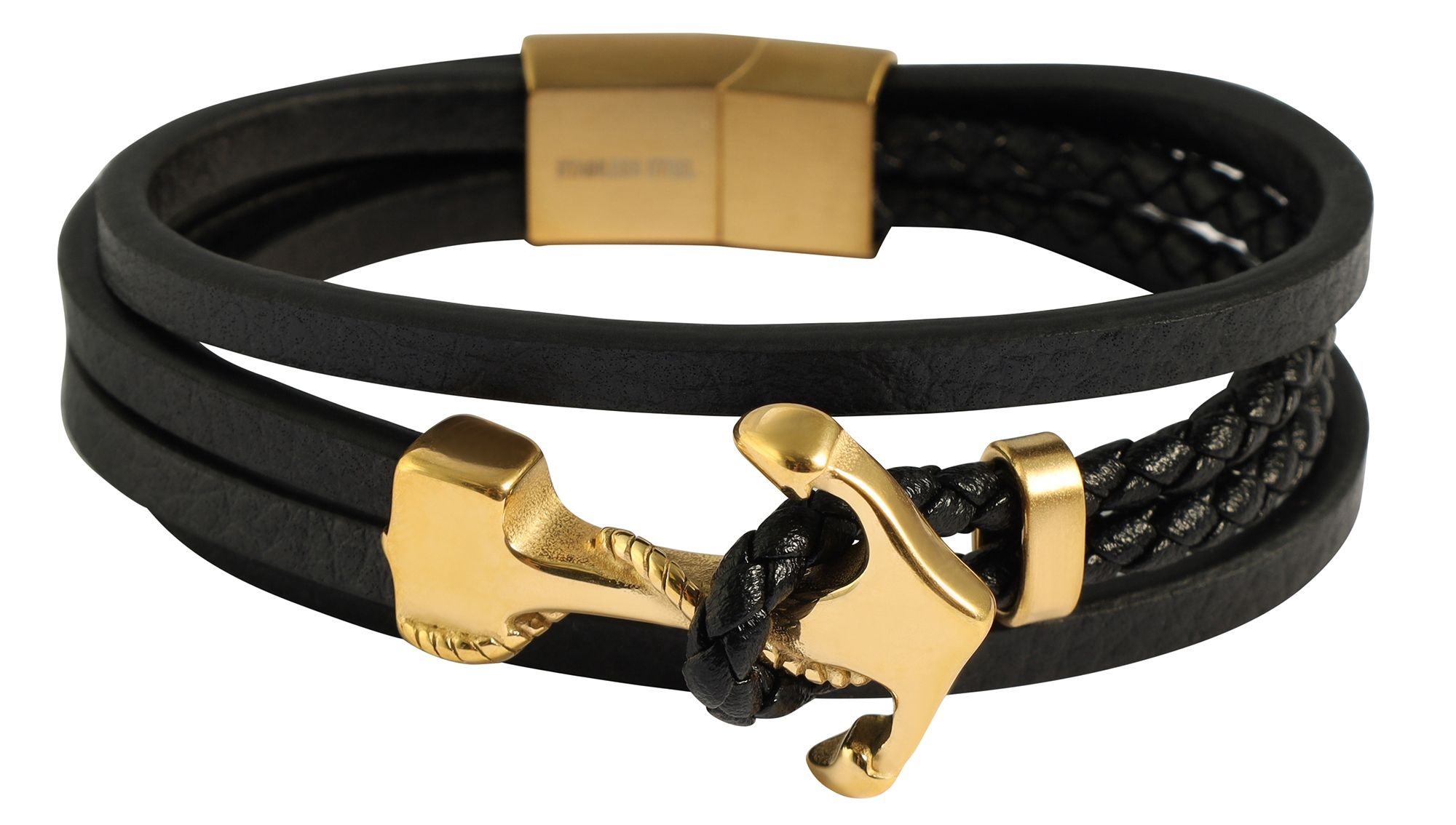 "Alfons" Armband aus Lederimitat, Anker, VE 4