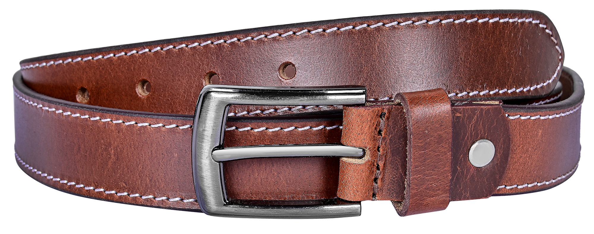 Leonardo Verrelli Echtleder Gürtel - Übergröße 140 cm/ 30 mm, braun, kürzbar