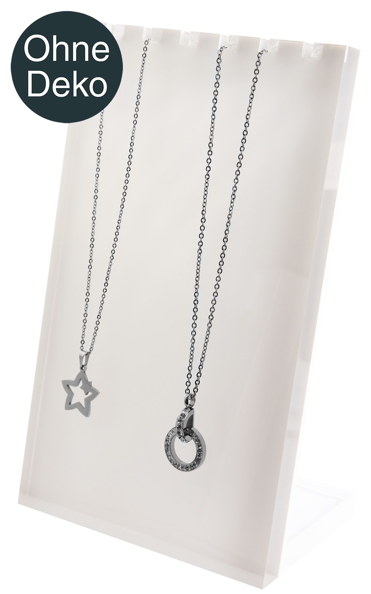 Juwelendisplay voor kettingen, wit (zonder decoratie), afmetingen: 20 x 12 x 1,5 cm