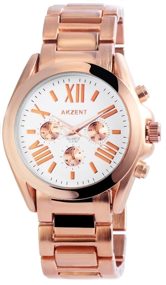 Accent dameshorloge met metalen armband